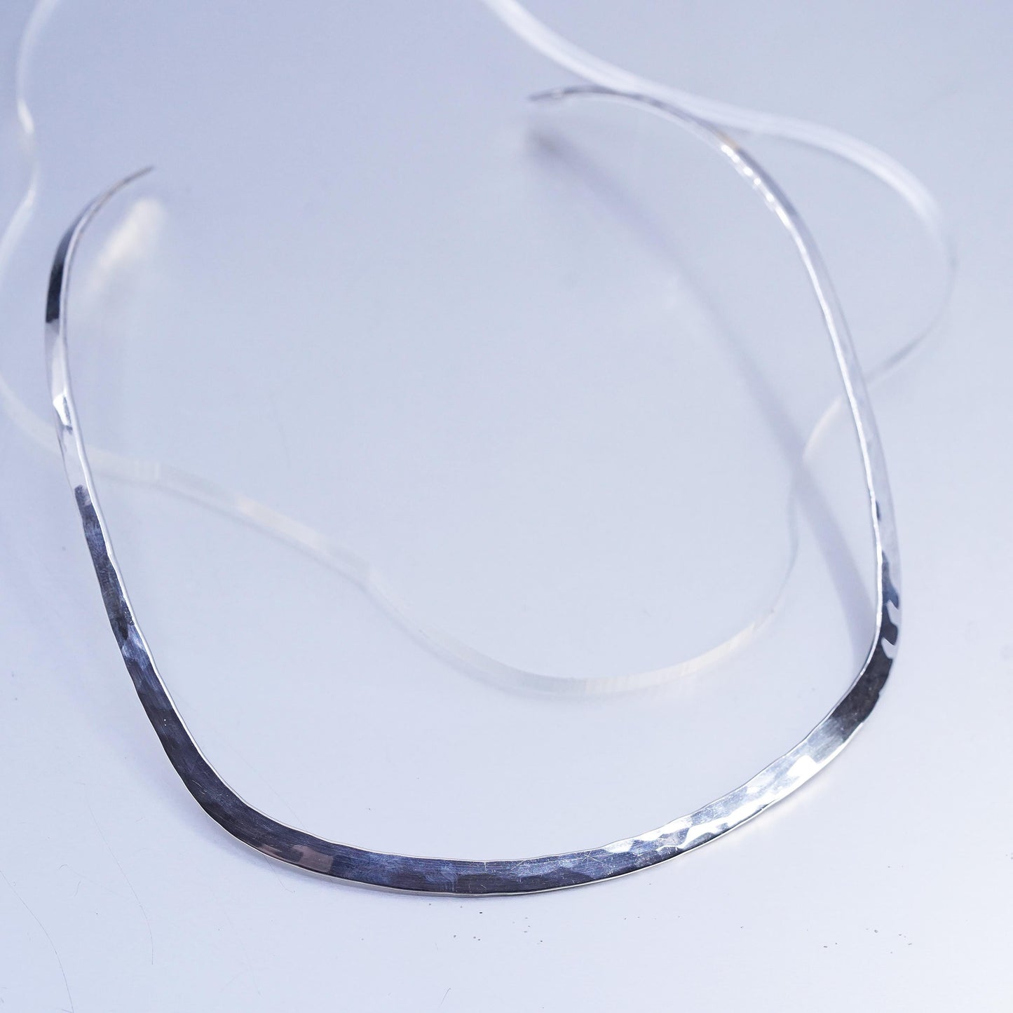 16", vintage Sterling 925 silver handmade hammered choker collar necklace