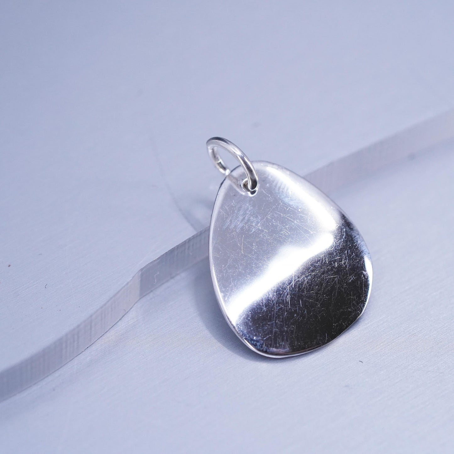 Vintage sterling 925 silver handmade hammered teardrop charm pendant