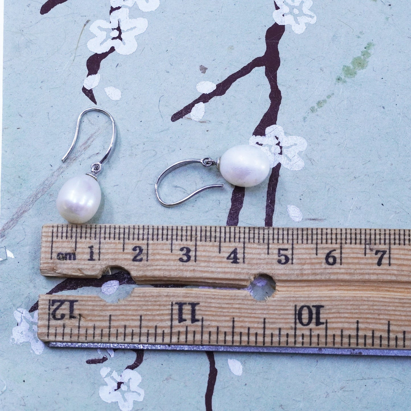 Vintage Sterling 925 silver handmade earrings with freshwater pearl beads