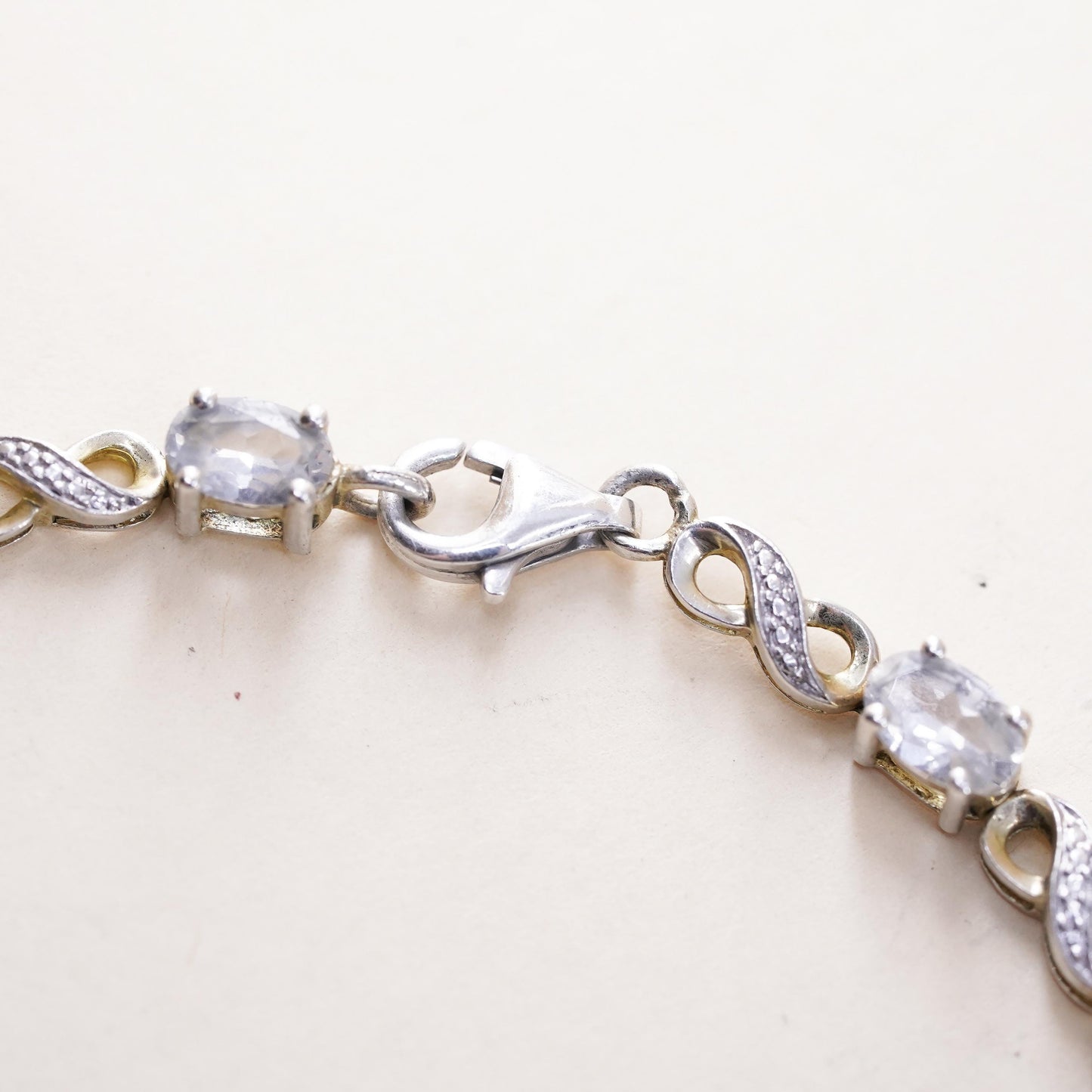 7.25”, vermeil gold sterling 925 silver tennis bracelet blue topaz diamond