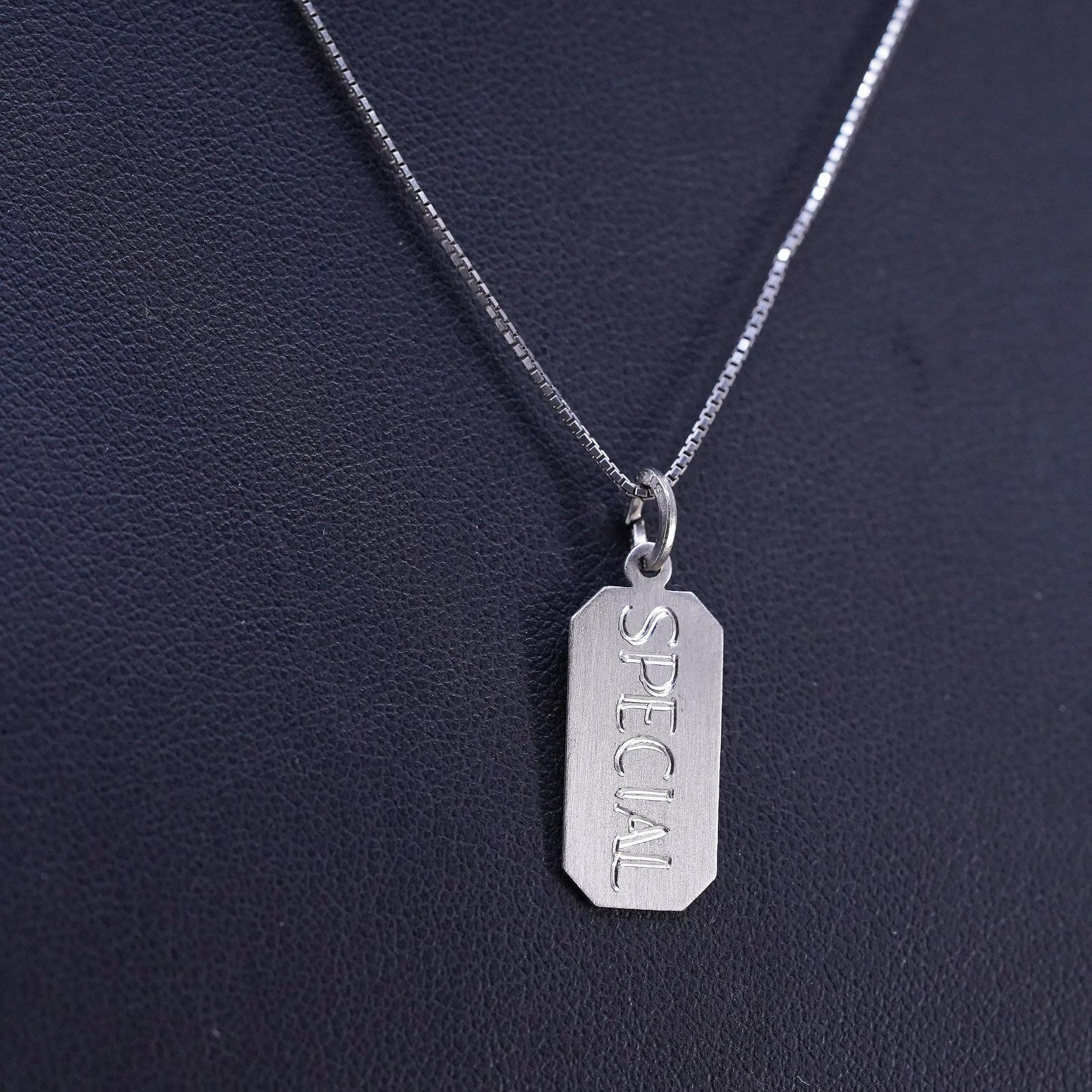 16", vintage Sterling silver necklace, 925 box chain with tag special pendant