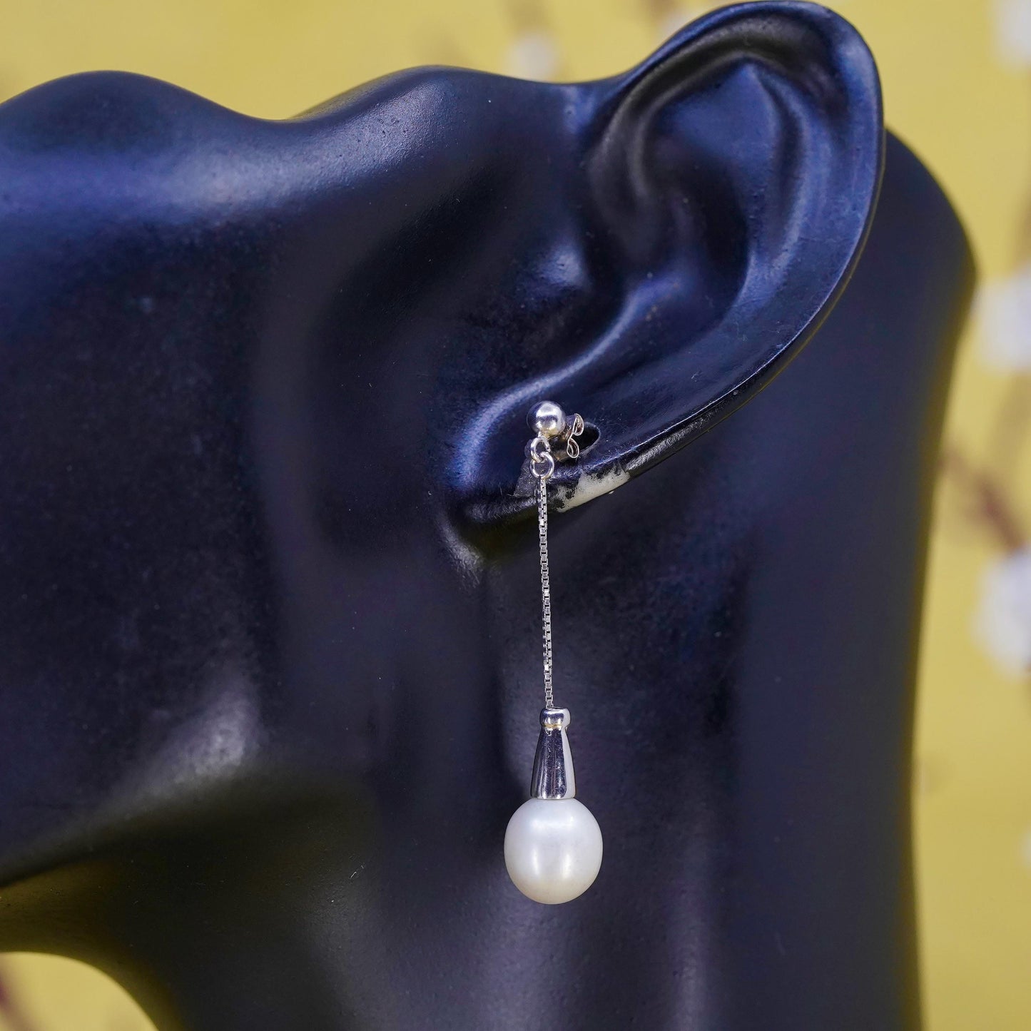 Vintage Sterling 925 silver handmade earrings with pearl drops