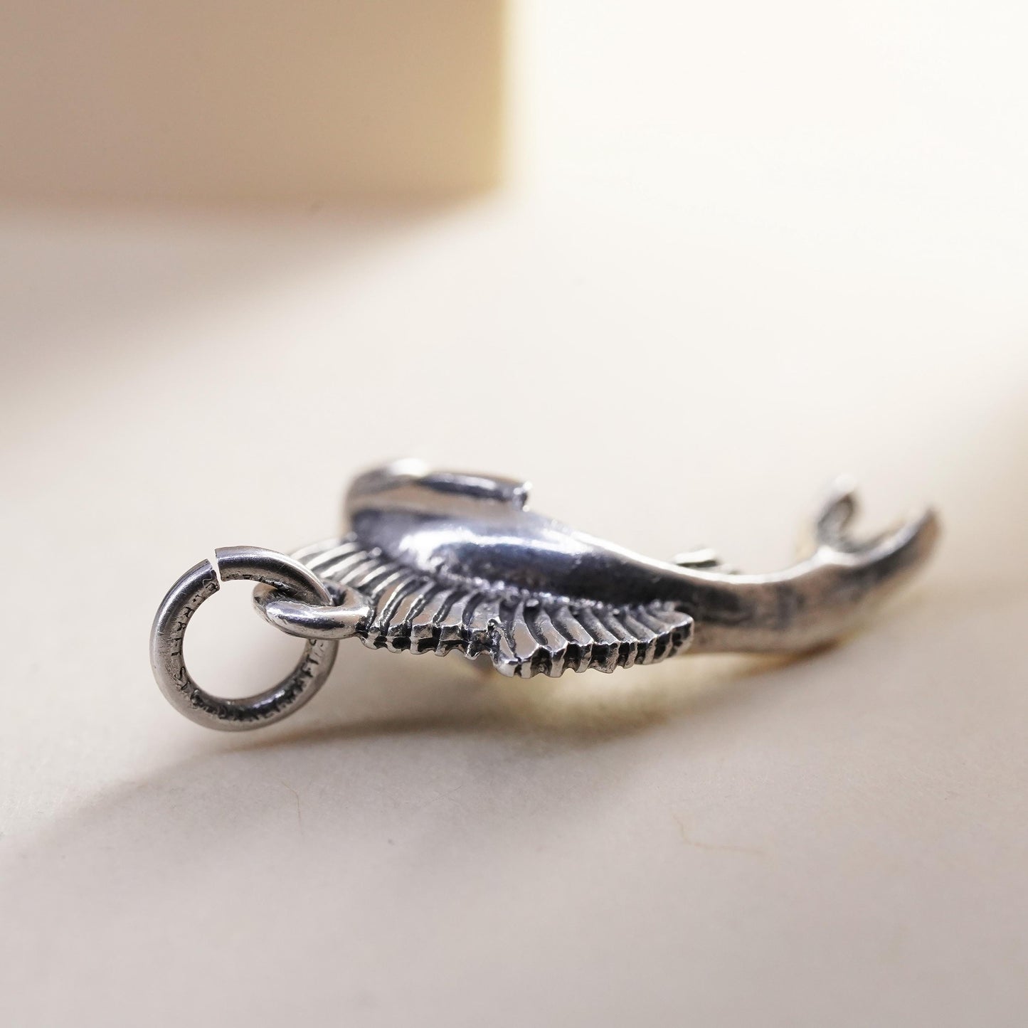 Vintage sterling silver handmade pendant, 925 charm swordfish