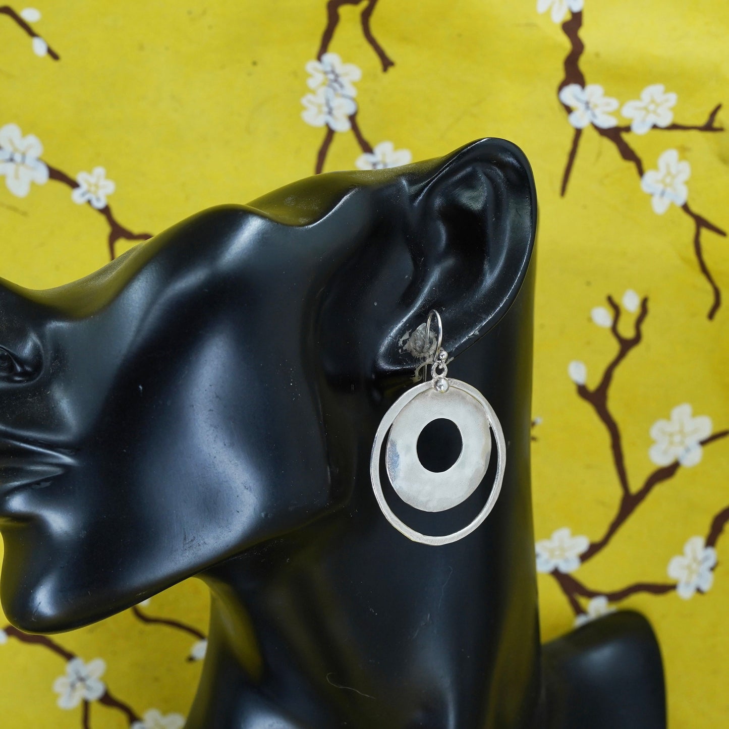 vintage Silpada W1322 Sterling Perspectiva Hammered Double Circle Earrings