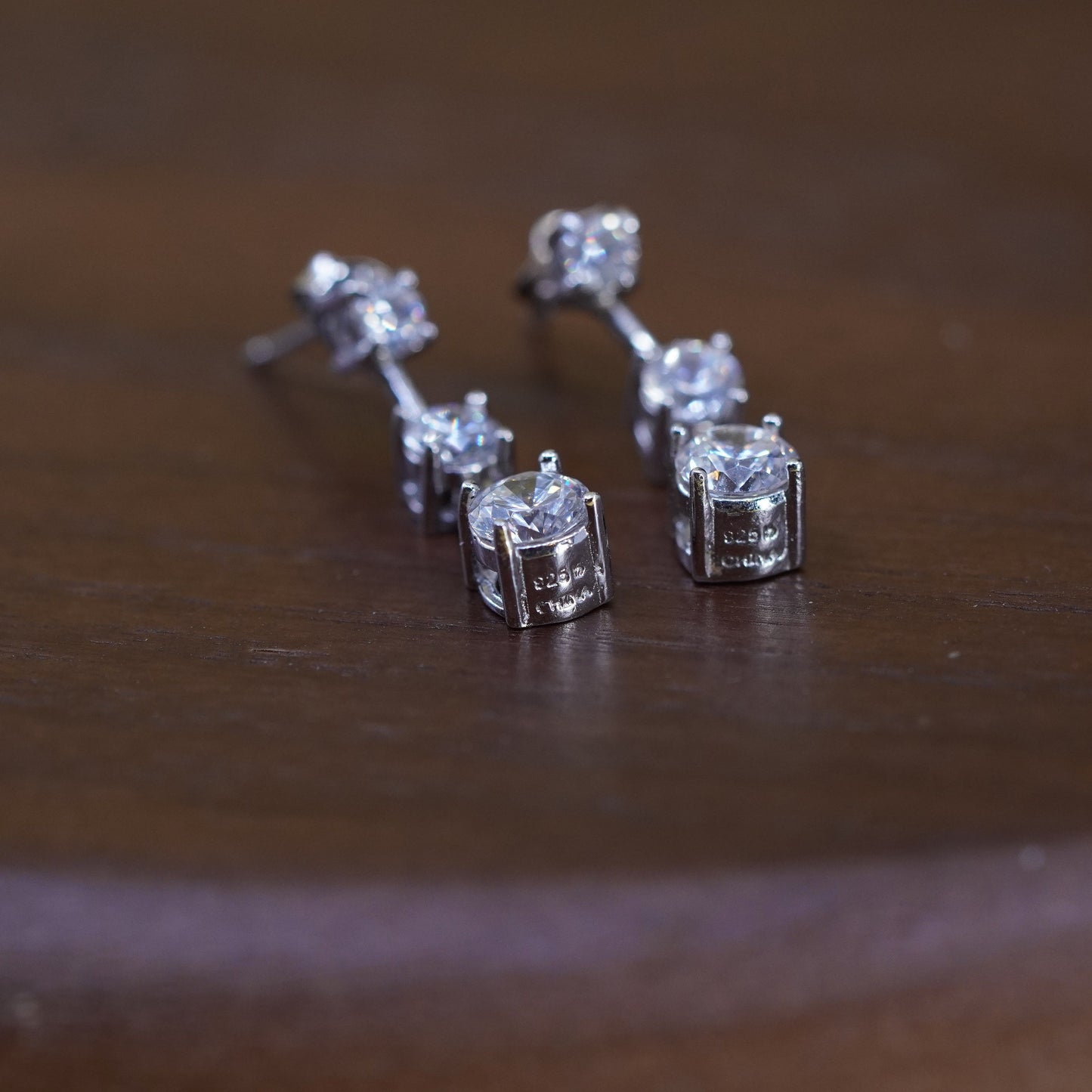 vintage Sterling 925 silver earrings with cz, stamped 925
