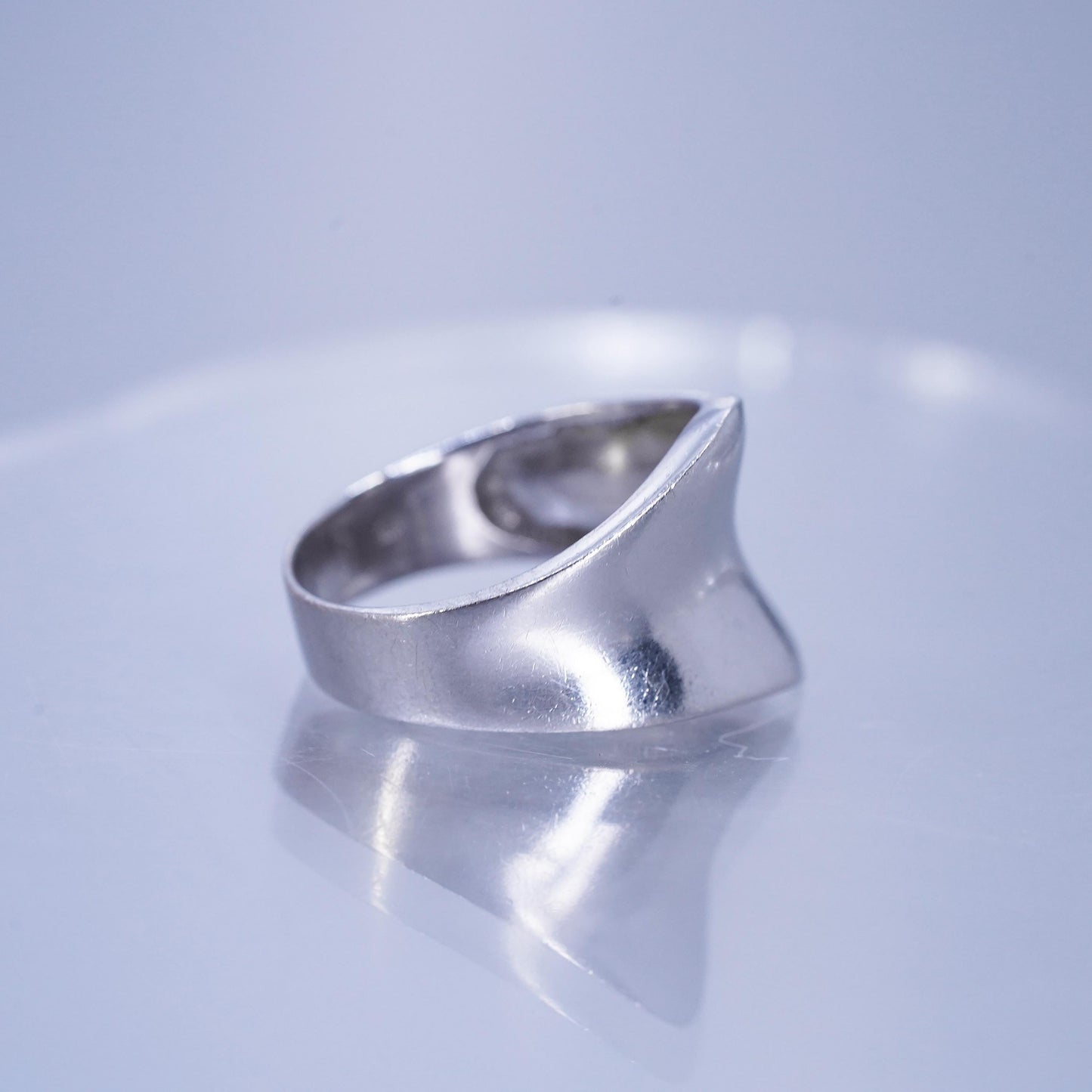Size 9.5, vintage modern Sterling 925 silver handmade ring, wavy band