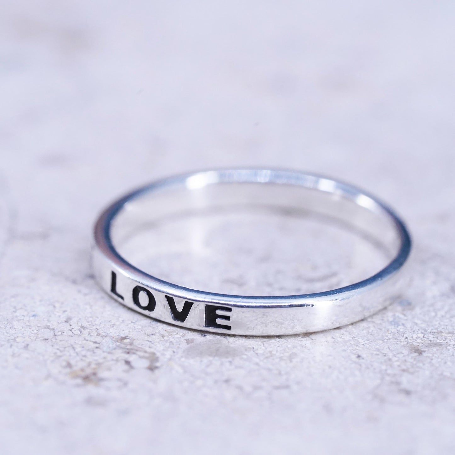 Size 9.5, vintage Sterling silver handmade ring, 925 stackable band with “Love”