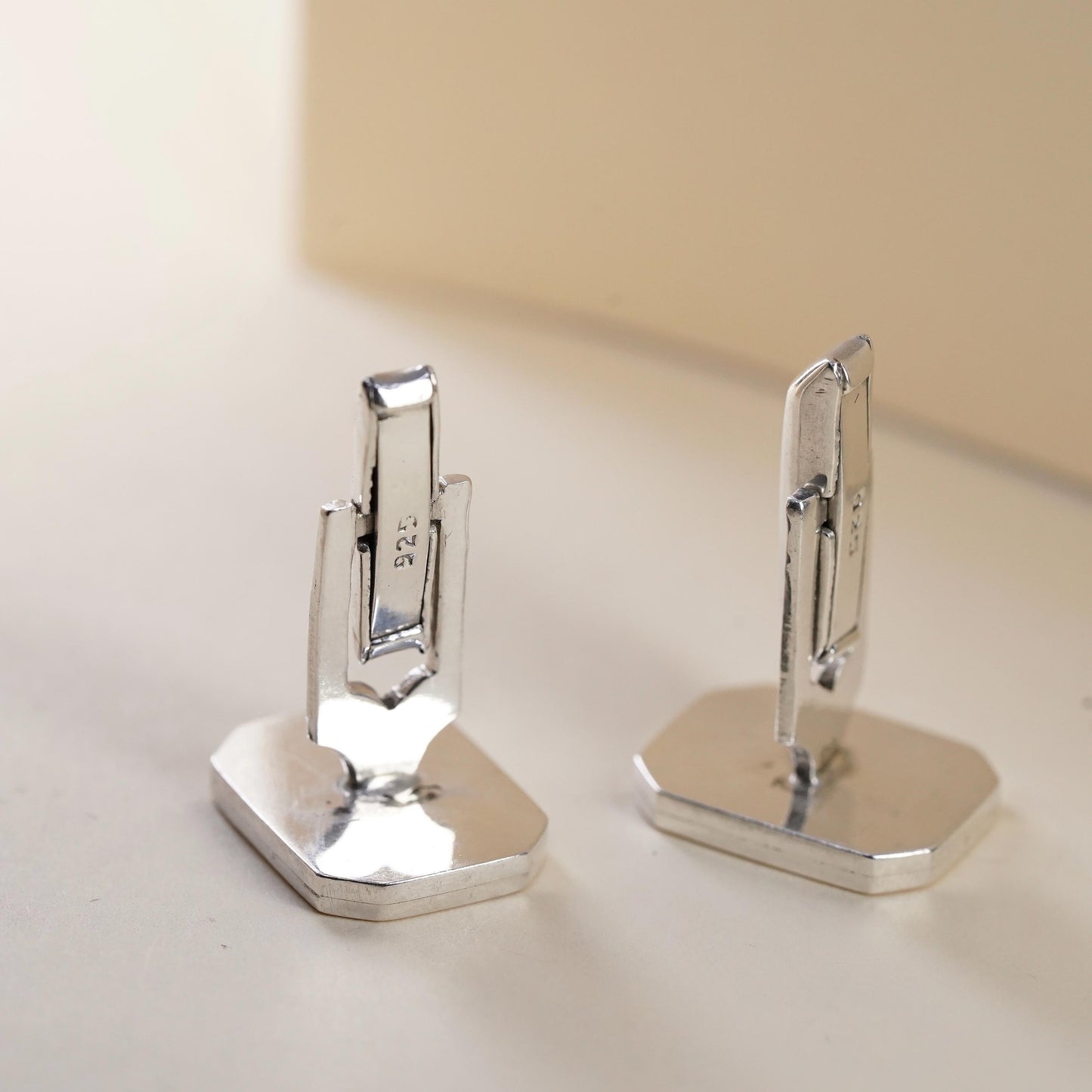 southwestern sterling silver rugtangular cuff links, onyx inlay 925 cufflinks