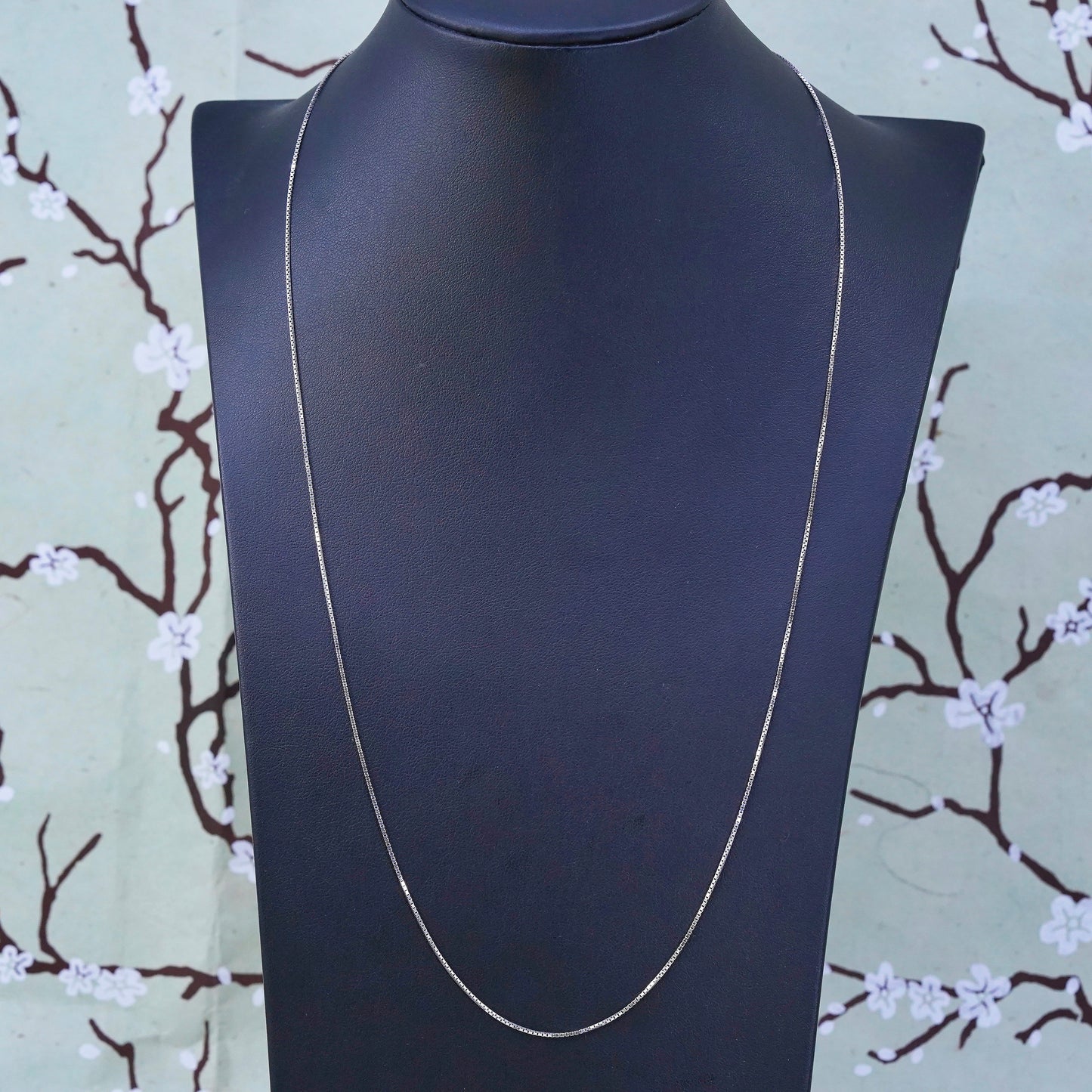 24", 1mm, Vintage Italian sterling 925 silver box chain, necklace