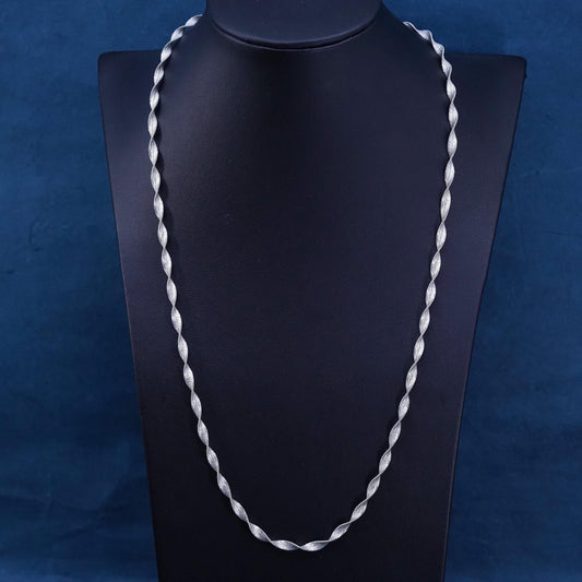 24", vintage Sterling silver handmade chain, 925 twisted herringbone necklace