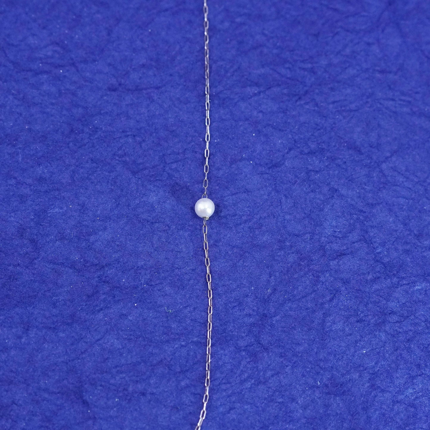 16”, 1mm, vintage Sterling silver necklace, 925 circle chain with pearl