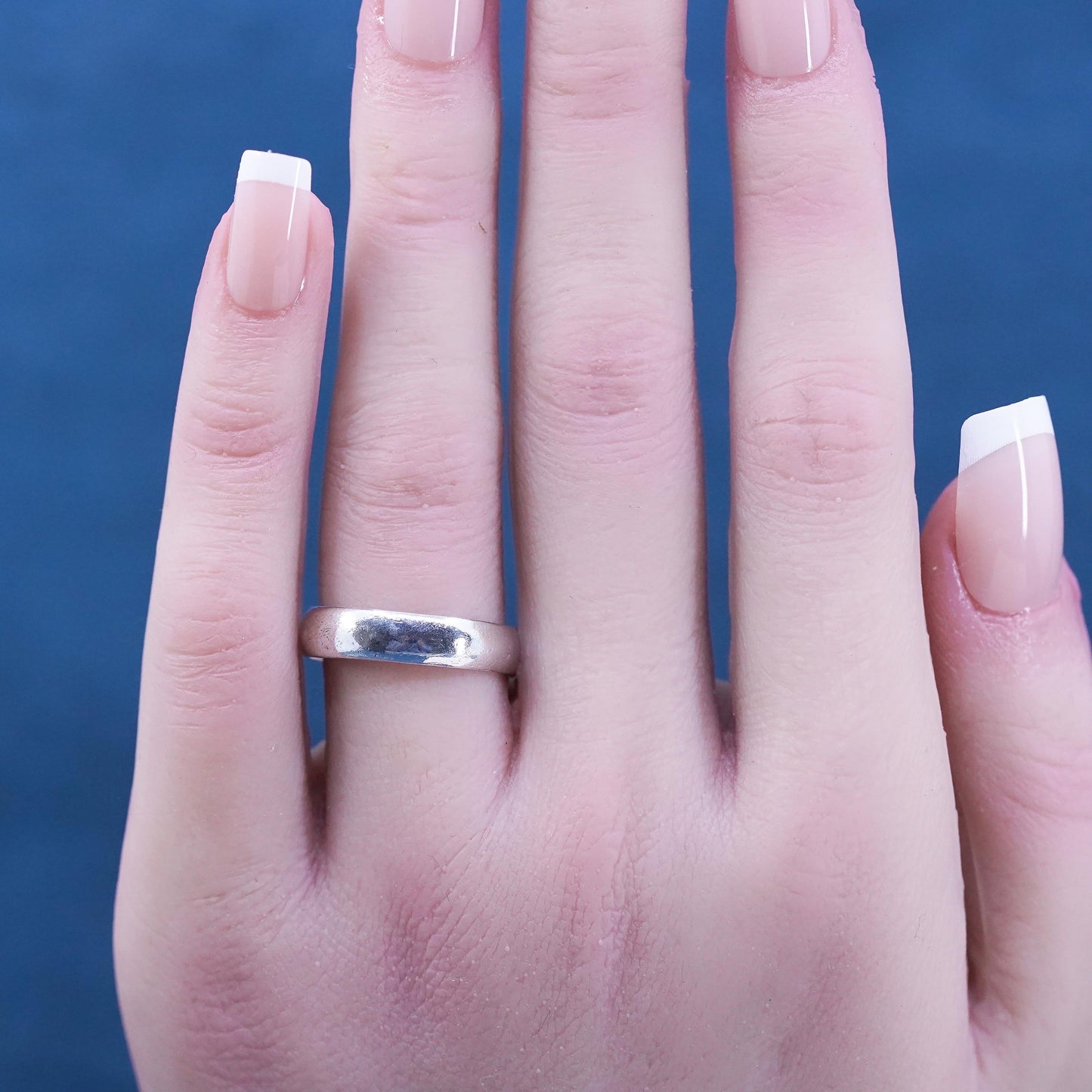 Size 8, vintage Sterling silver handmade ring, 925 wedding band
