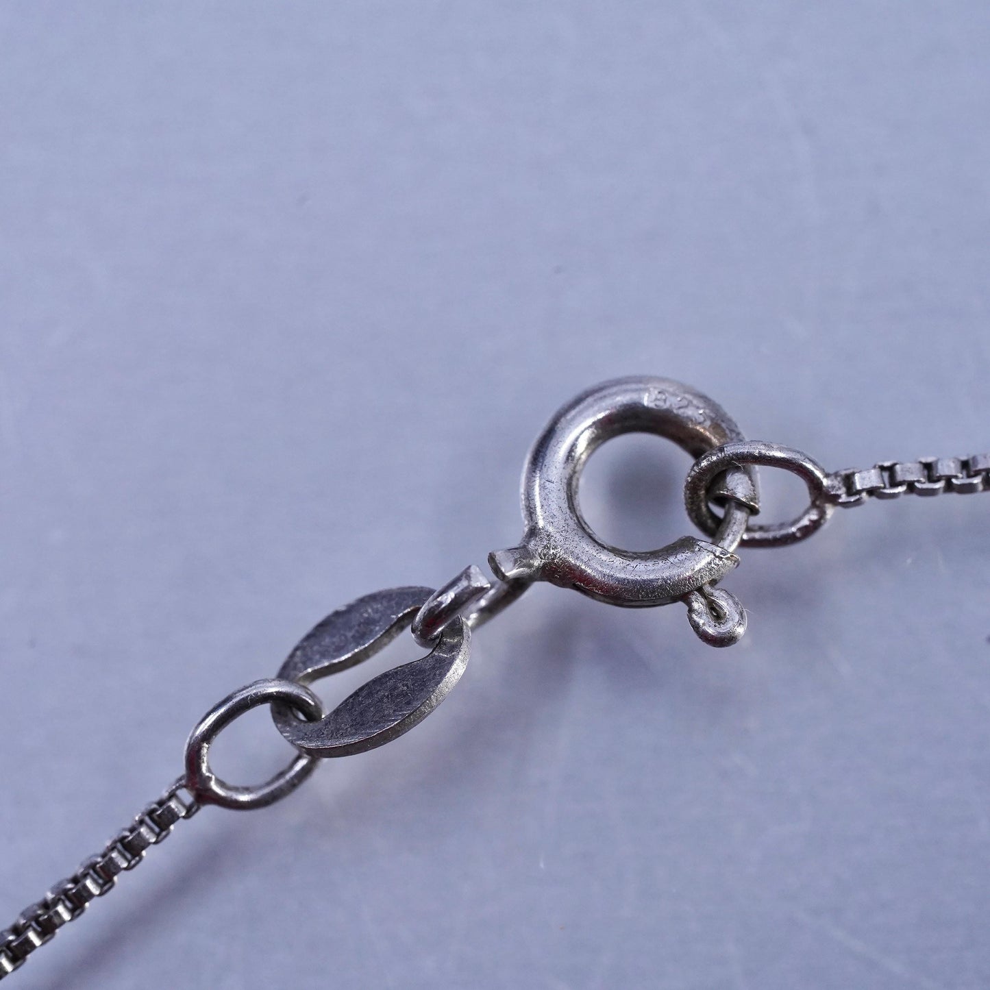 18", vintage Sterling 925 silver handmade box necklace diamond heart pendants