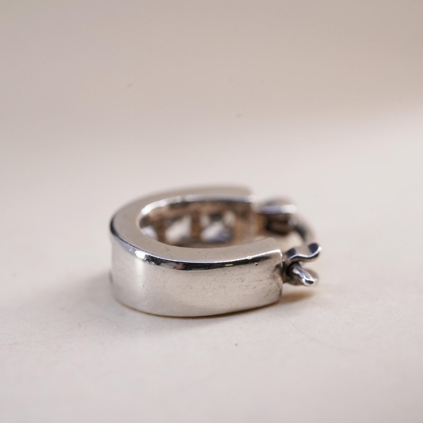 0.5", Vintage sterling silver loop single earring, fashion minimalist hoop cz