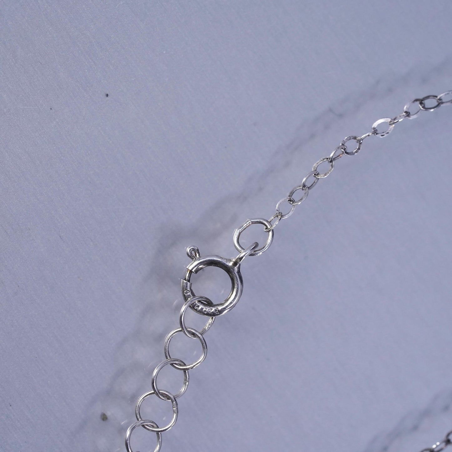 15”, vintage Sterling 925 silver handmade snake necklace with cross pendant