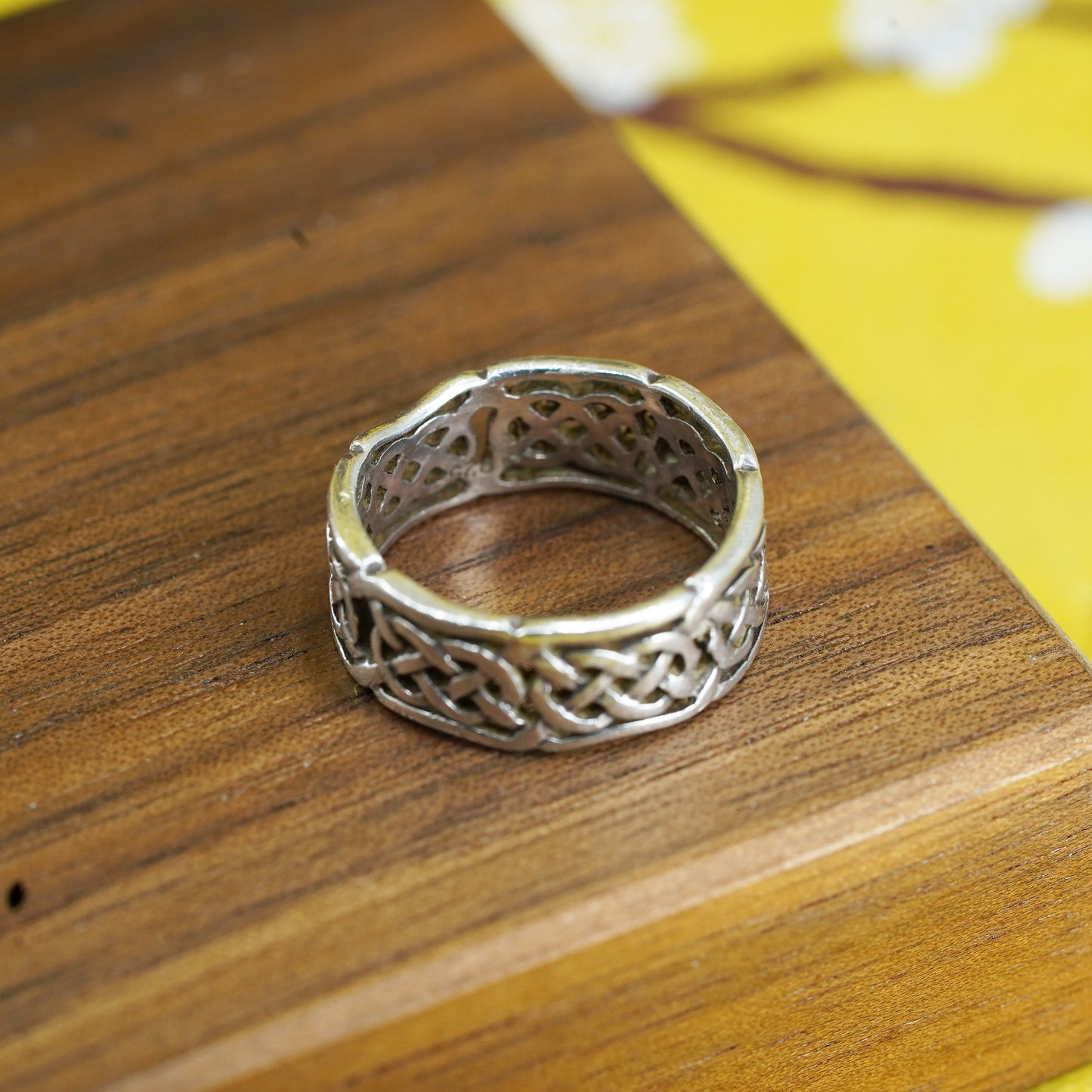 Size 5.5, vintage Sterling silver handmade ring, 925 braided woven band
