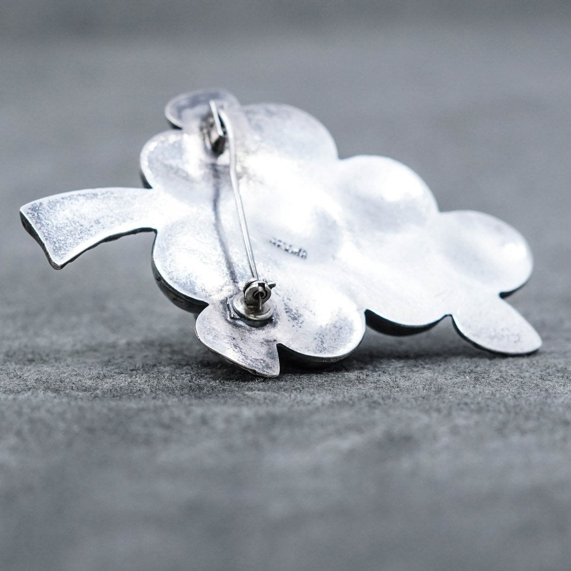 Vintage huge handmade puffy sterling 925 silver grapes brooch
