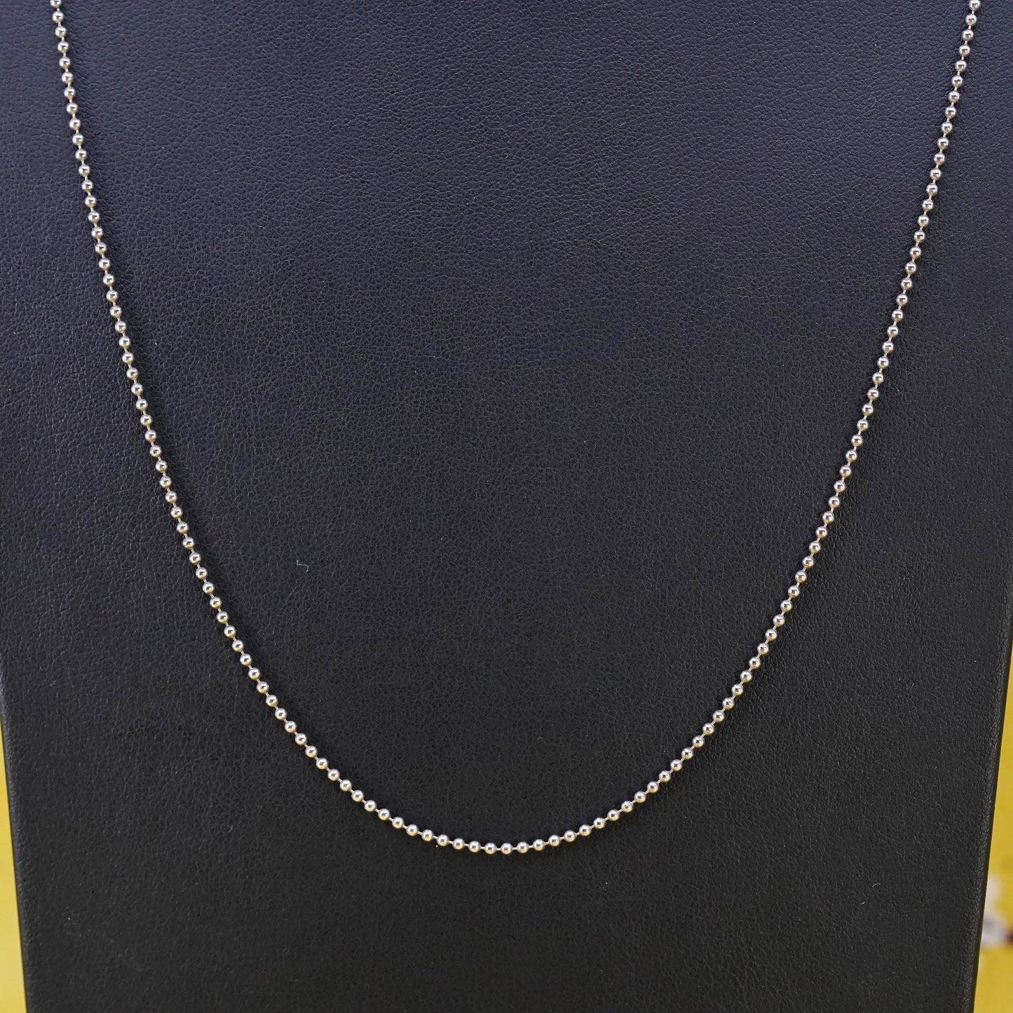 24” 1mm, vintage Sterling silver beads necklace, 925 chain