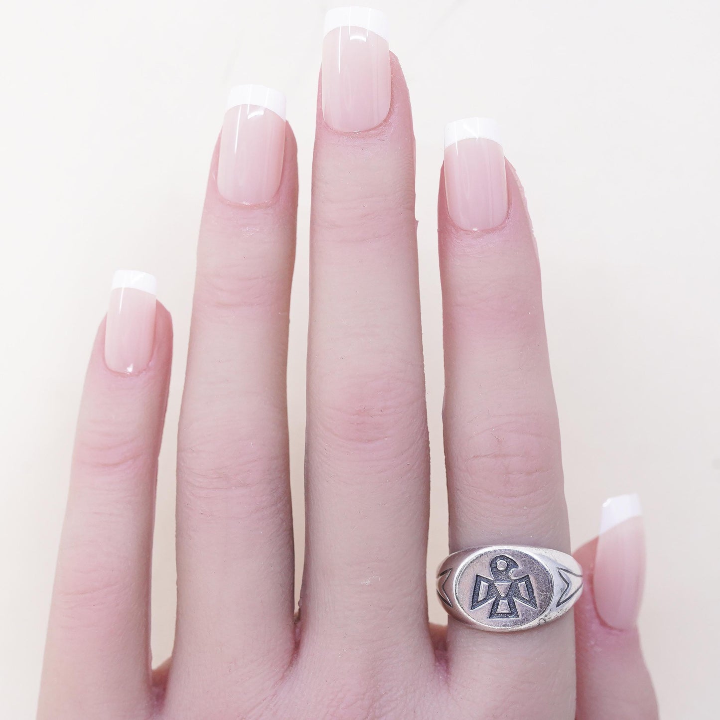 Size 8, Native American Bell Trading sterling silver ring, 925 band thunderbird