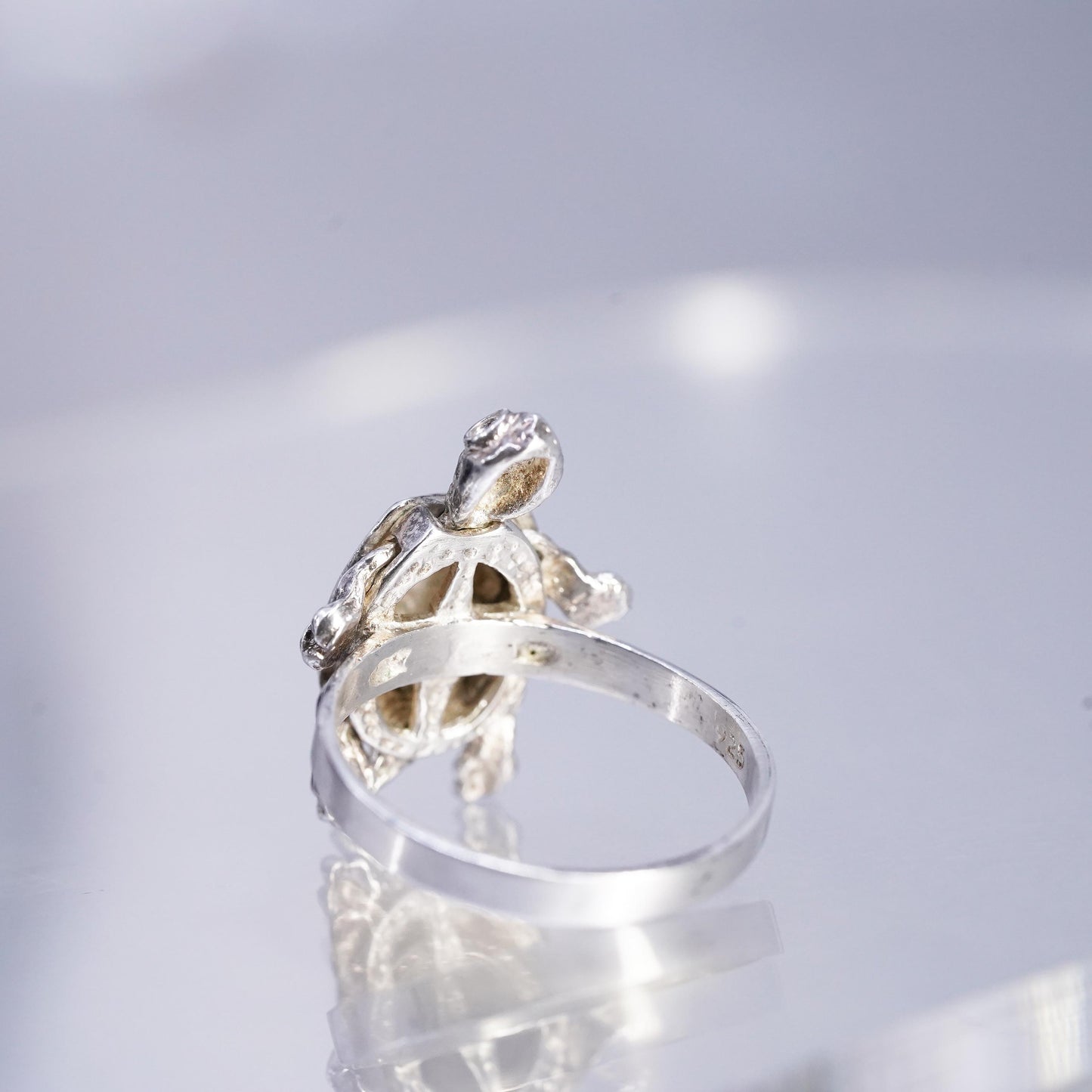 Size 8, Size 6, vintage sterling silver 925 handmade turtle ring movable joints