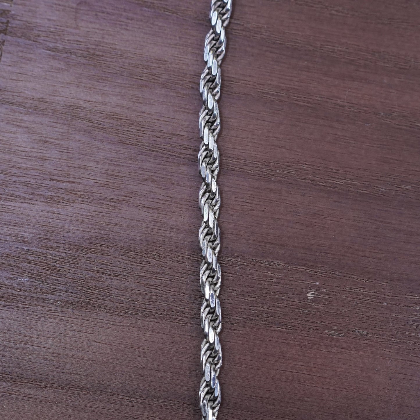 24”, 5mm, vintage Sterling silver necklace, solid Italy 925 rope chain