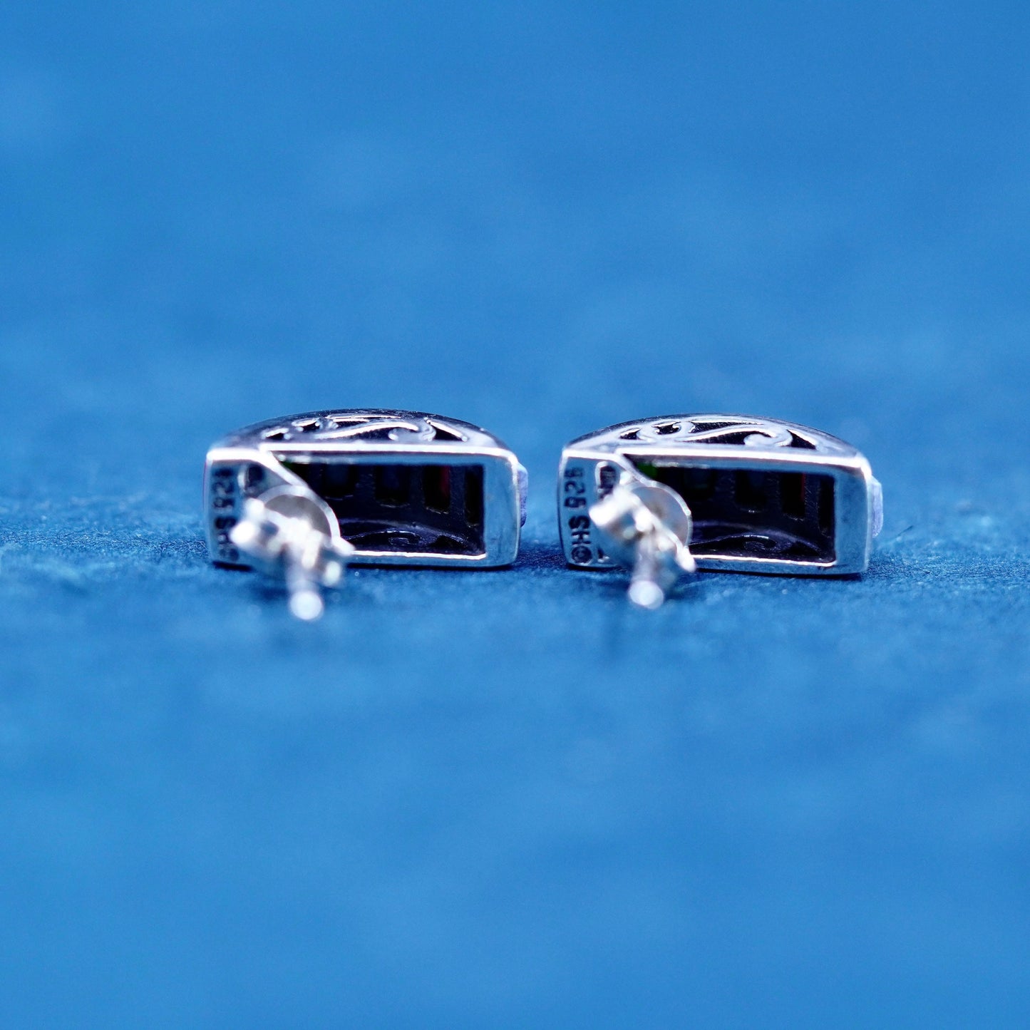 sterling silver handmade earrings, 925 studs with sodalite coral turquoise