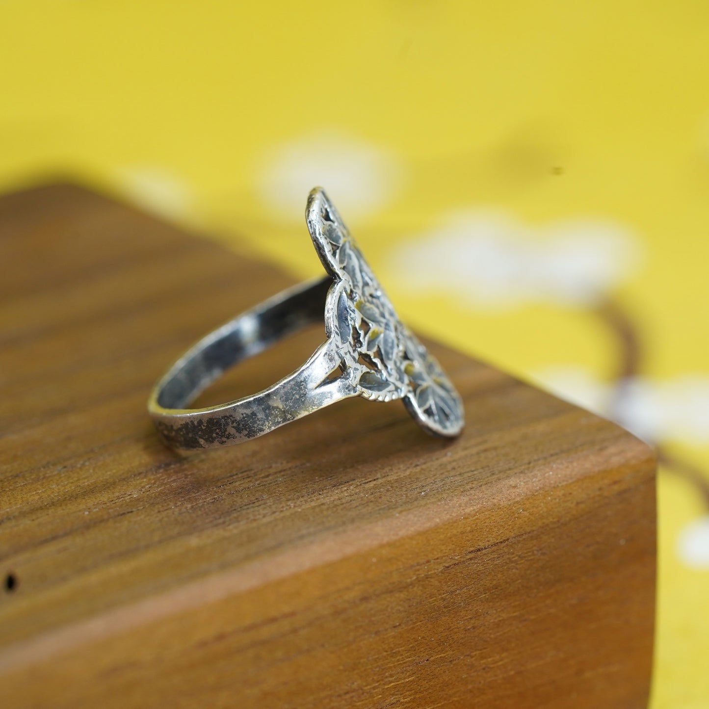 Size 5, Sterling silver handmade ring, southwestern style, 925 filigree band