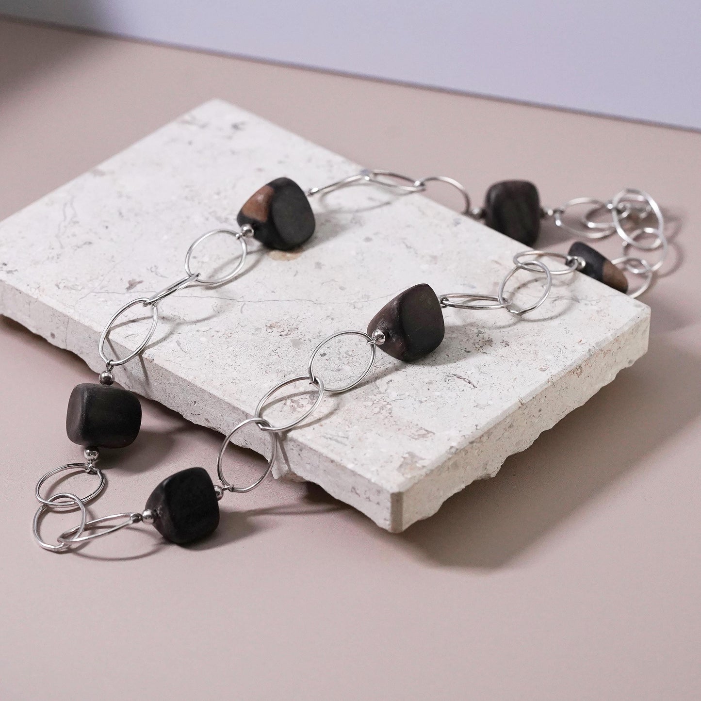 20”, Retured Silpada sterling silver wood #N1359 #W1364 necklace earrings set