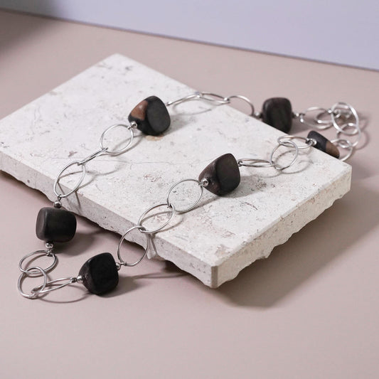 20”, Retured Silpada sterling silver wood #N1359 #W1364 necklace earrings set