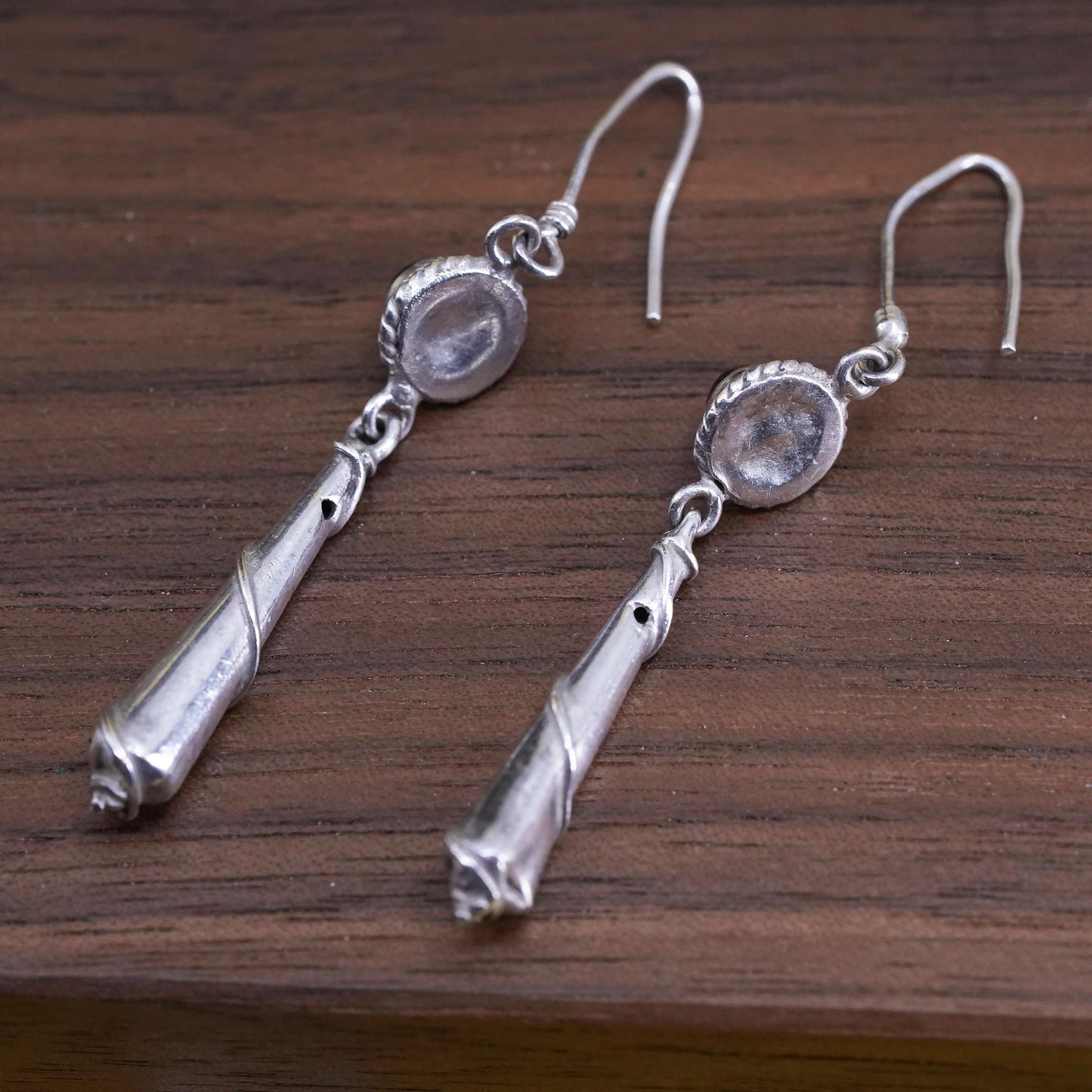 Vintage Sterling silver 925 handmade garnet teardrop earrings