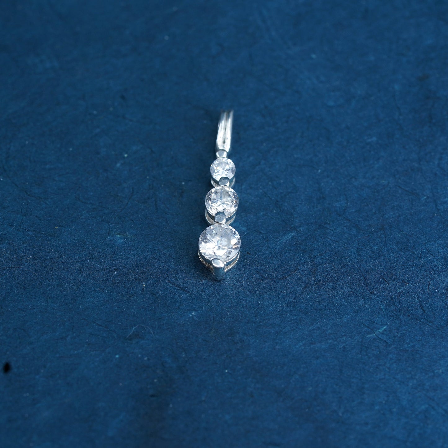 vintage Sterling silver handmade pendant, solid 925 silver with crystal details