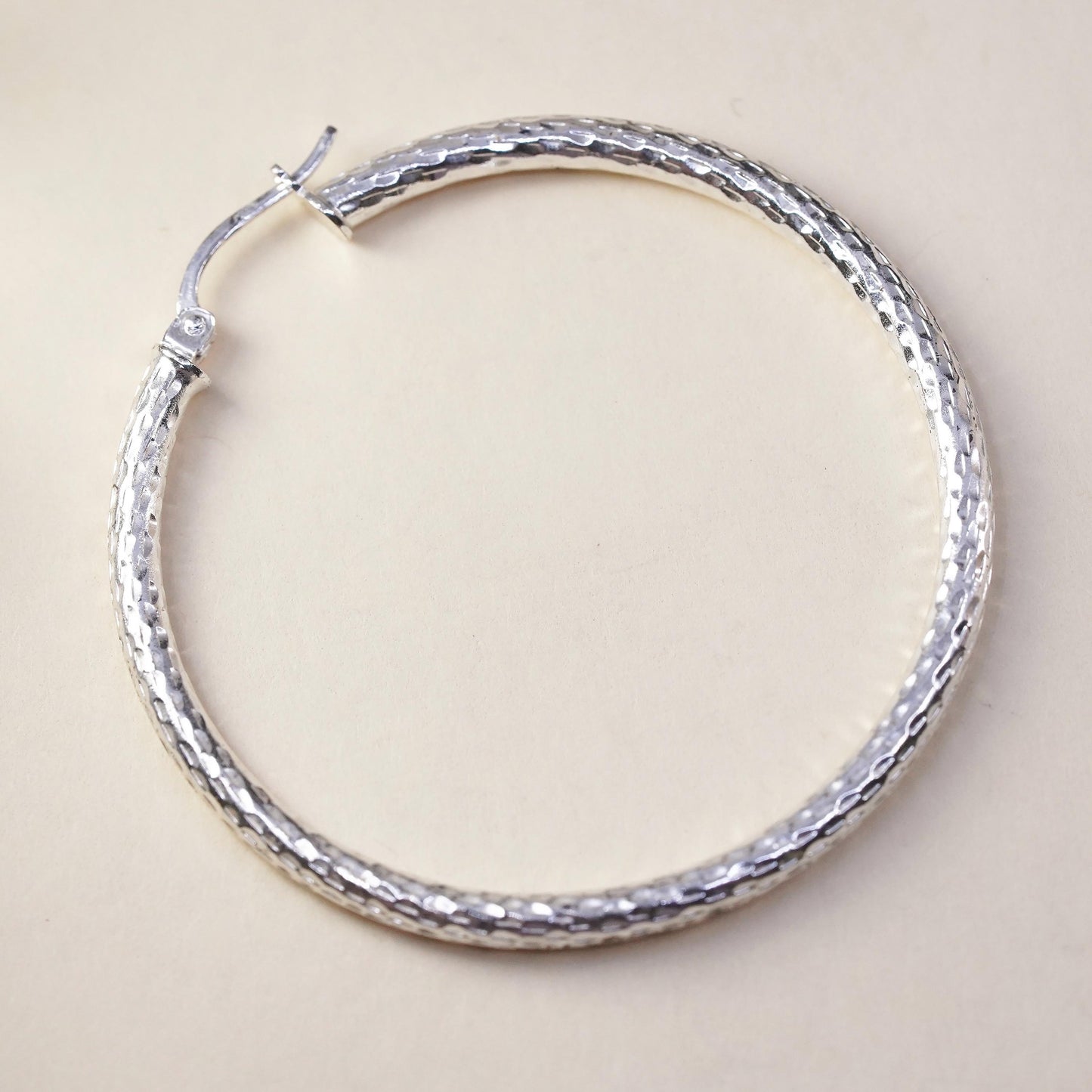 1.5", Vintage sterling 925 silver loop single earring, fashion primitive hoop