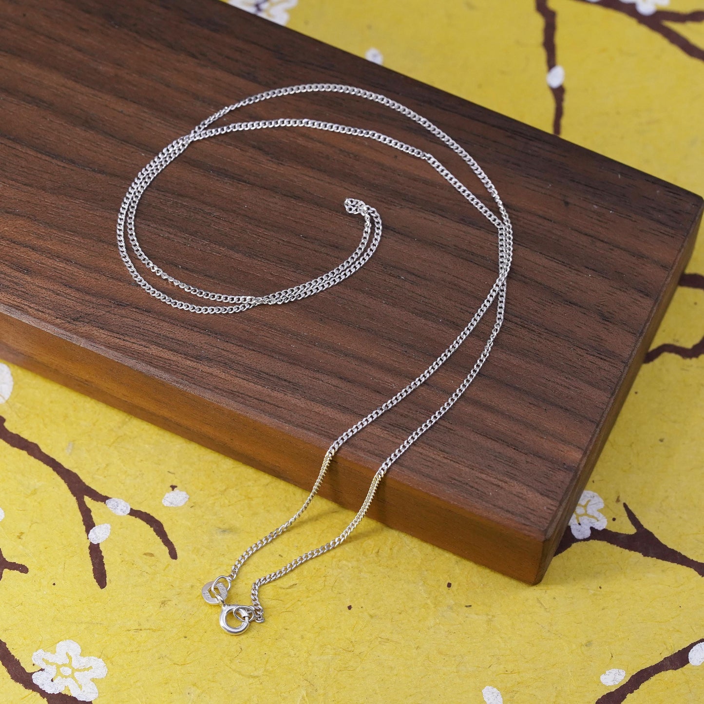 20”, 1mm, vintage Sterling silver necklace, 925 flatten curb chain