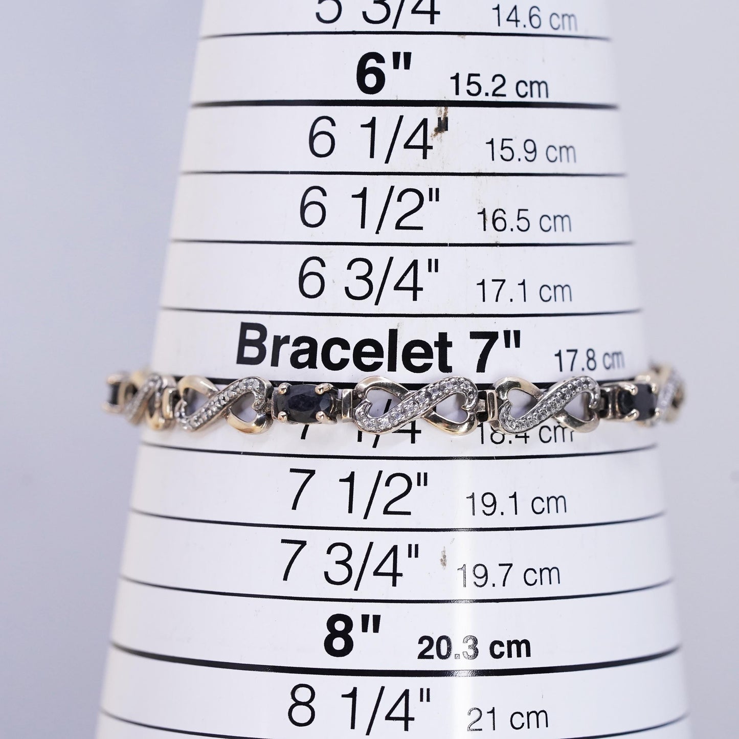 7.25”, vermeil gold sterling silver tennis bracelet, 925 oval sapphire diamond