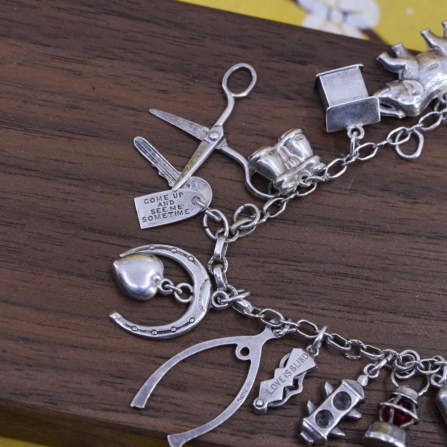 6.5”, Sterling silver horse riding lover bracelet, 925 silver chain 20 charms