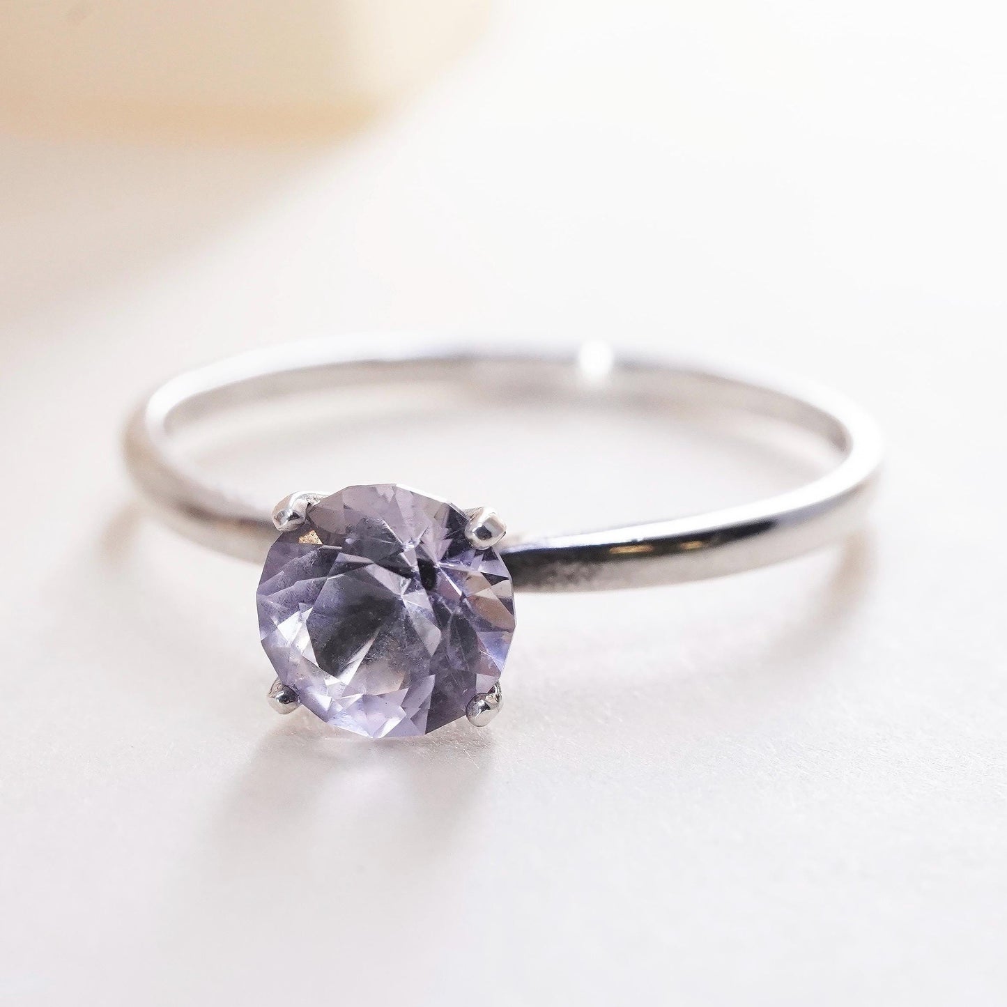 Size 9.5, vintage Sterling 925 silver engagement ring with round cut cz