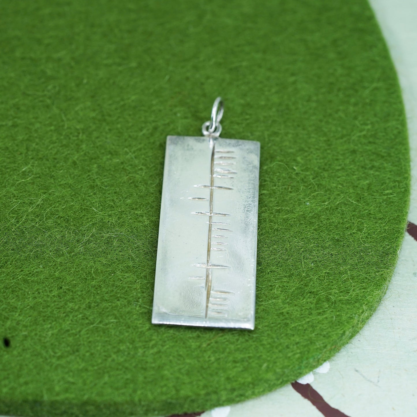 vintage Irish sterling silver 925 handmade tag pendant carved lines