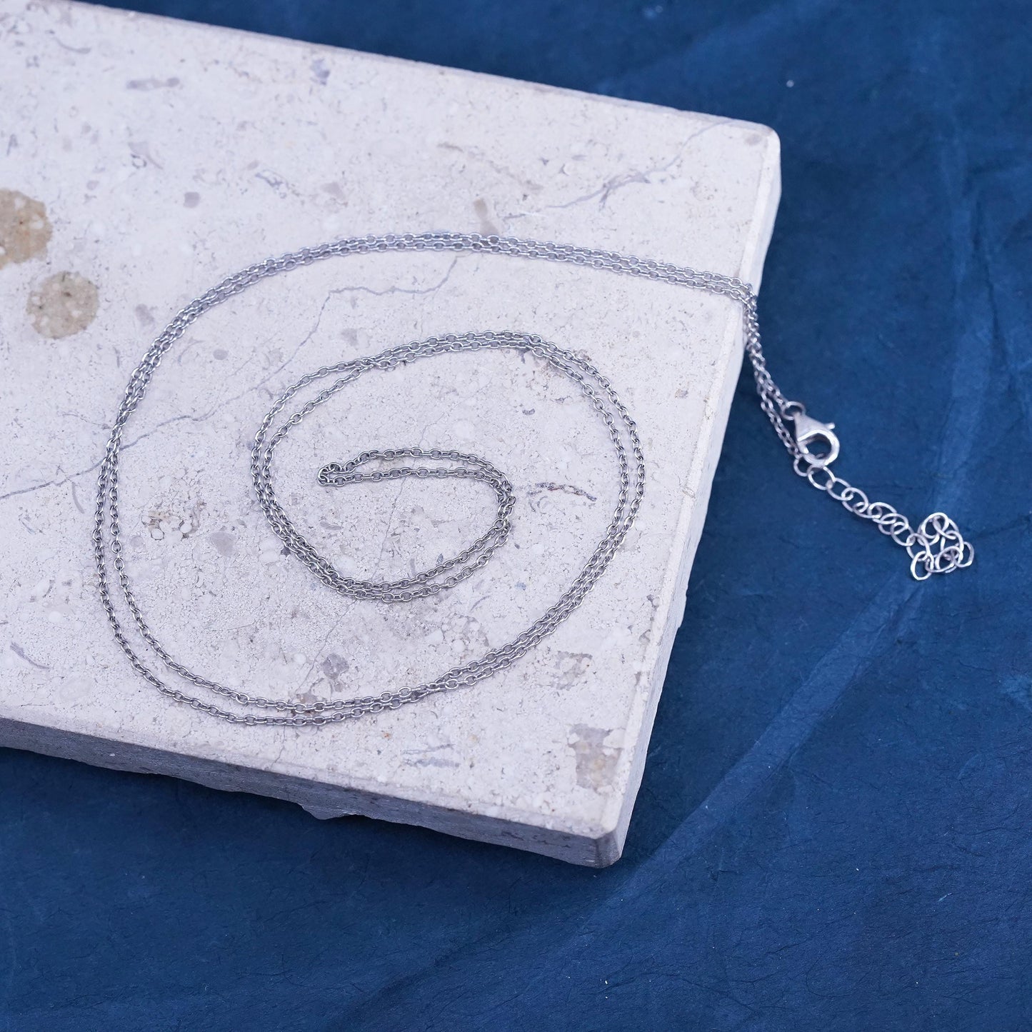 30+2”, 1mm, vintage Sterling silver necklace, solid 925 silver circle chain