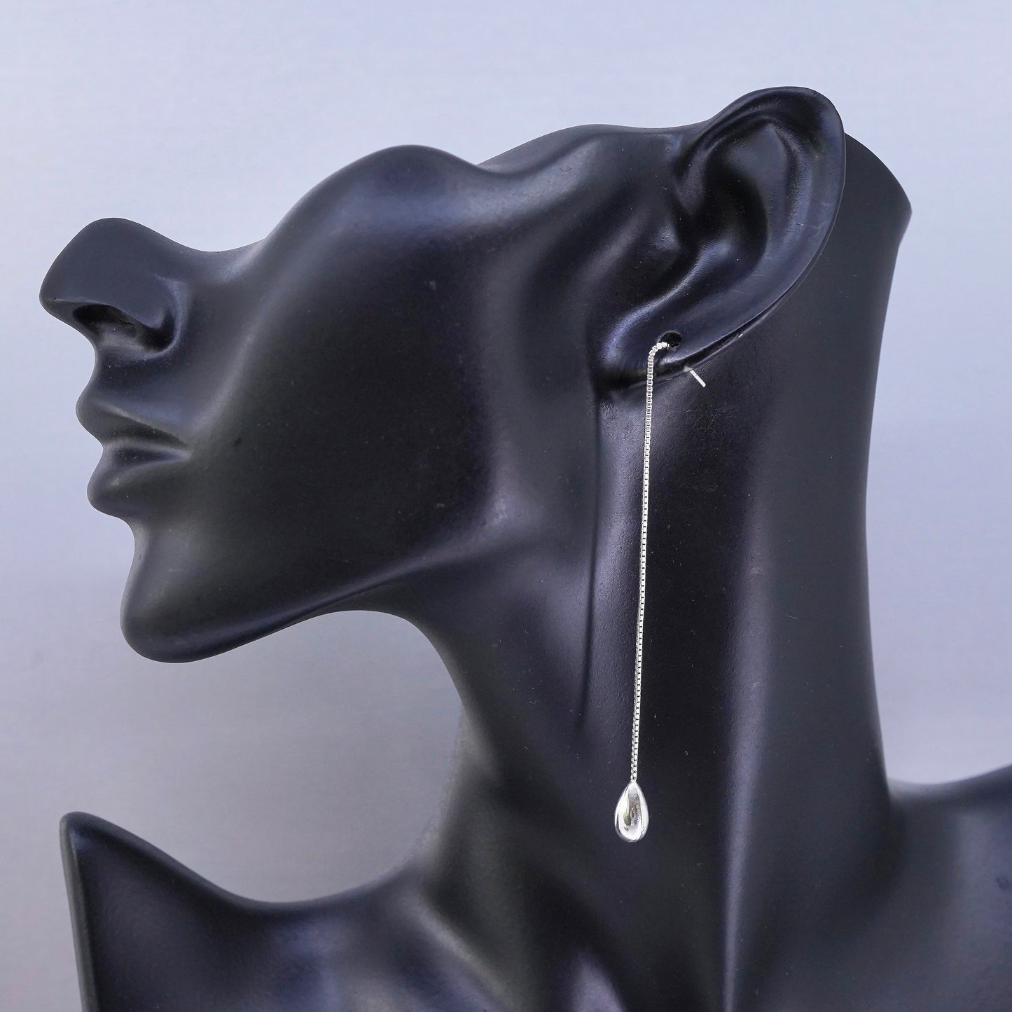 Vintage Sterling 925 silver handmade box chain teardrop earrings