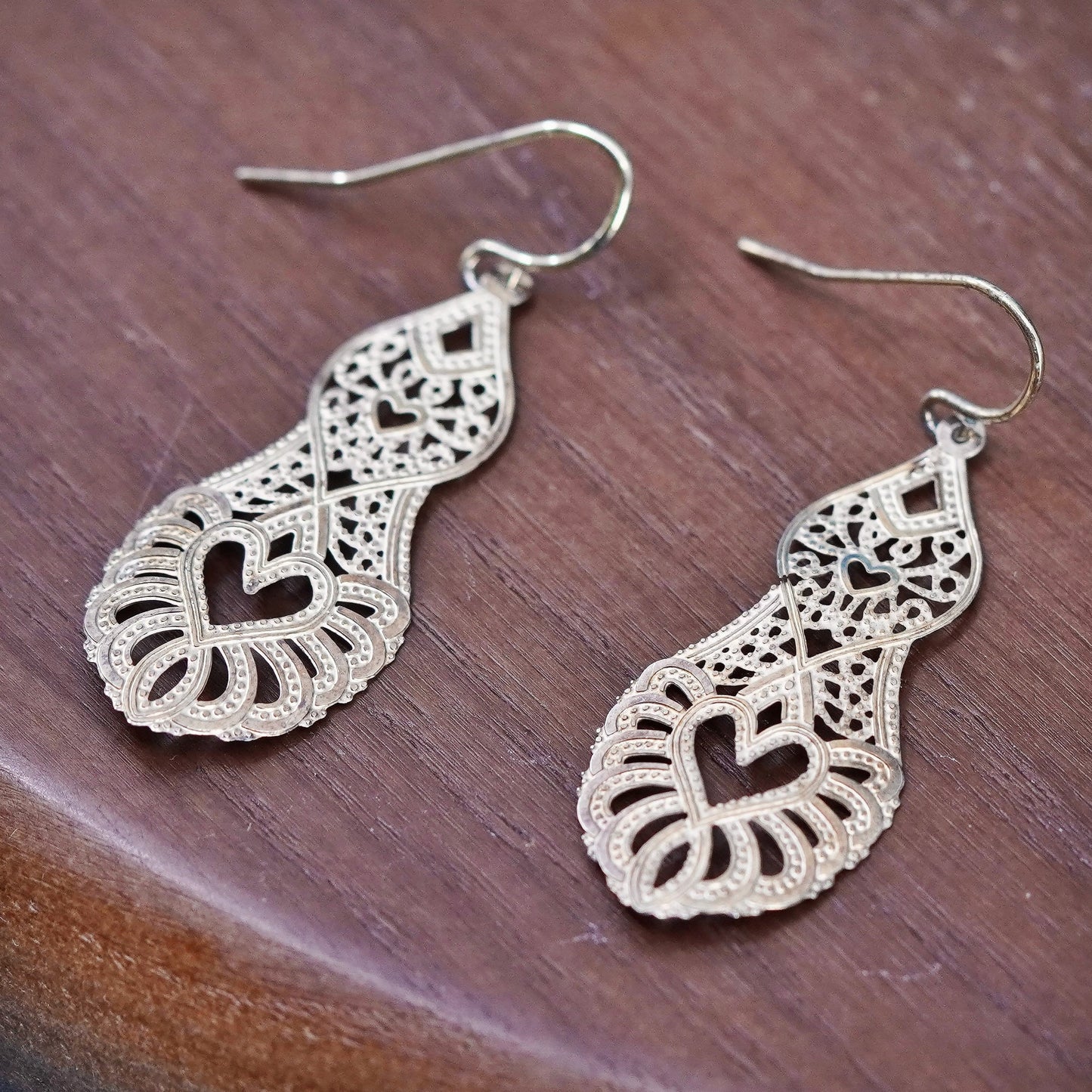 vermeil gold Sterling silver handmade earrings, 925 Bali Filigree teardrops