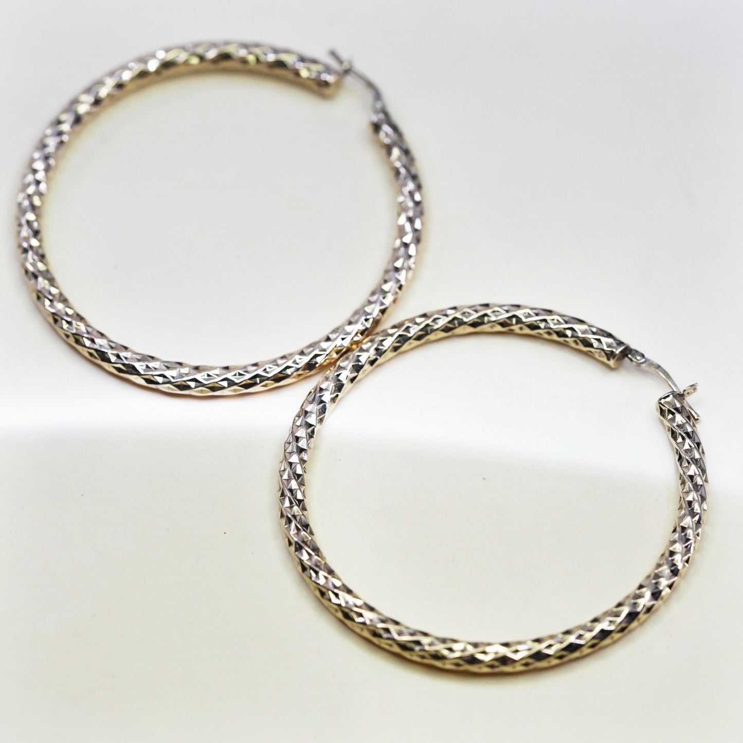 2.25”, Italian Vior yellow gold plated sterling silver 925 hoops earrings