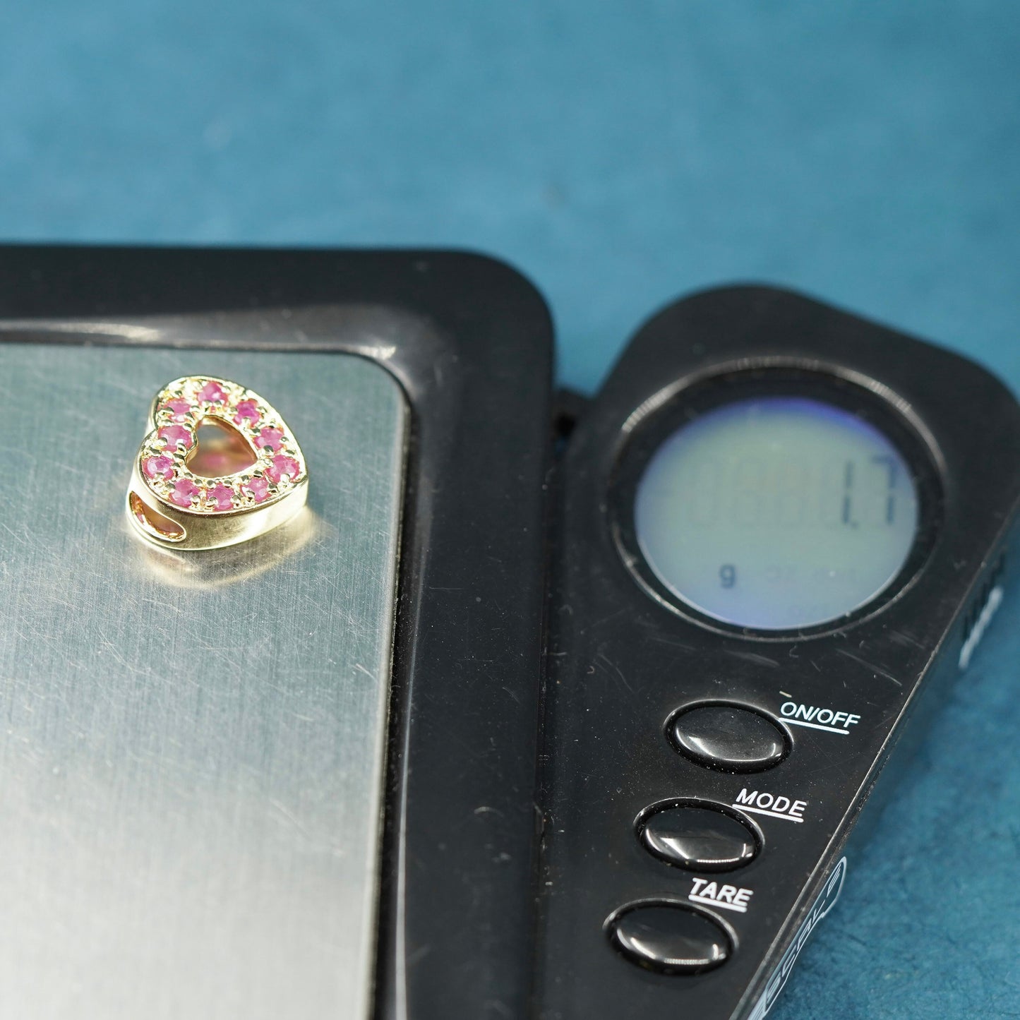 vermeil yellow gold over Sterling silver handmade pedant, 925 heart with ruby