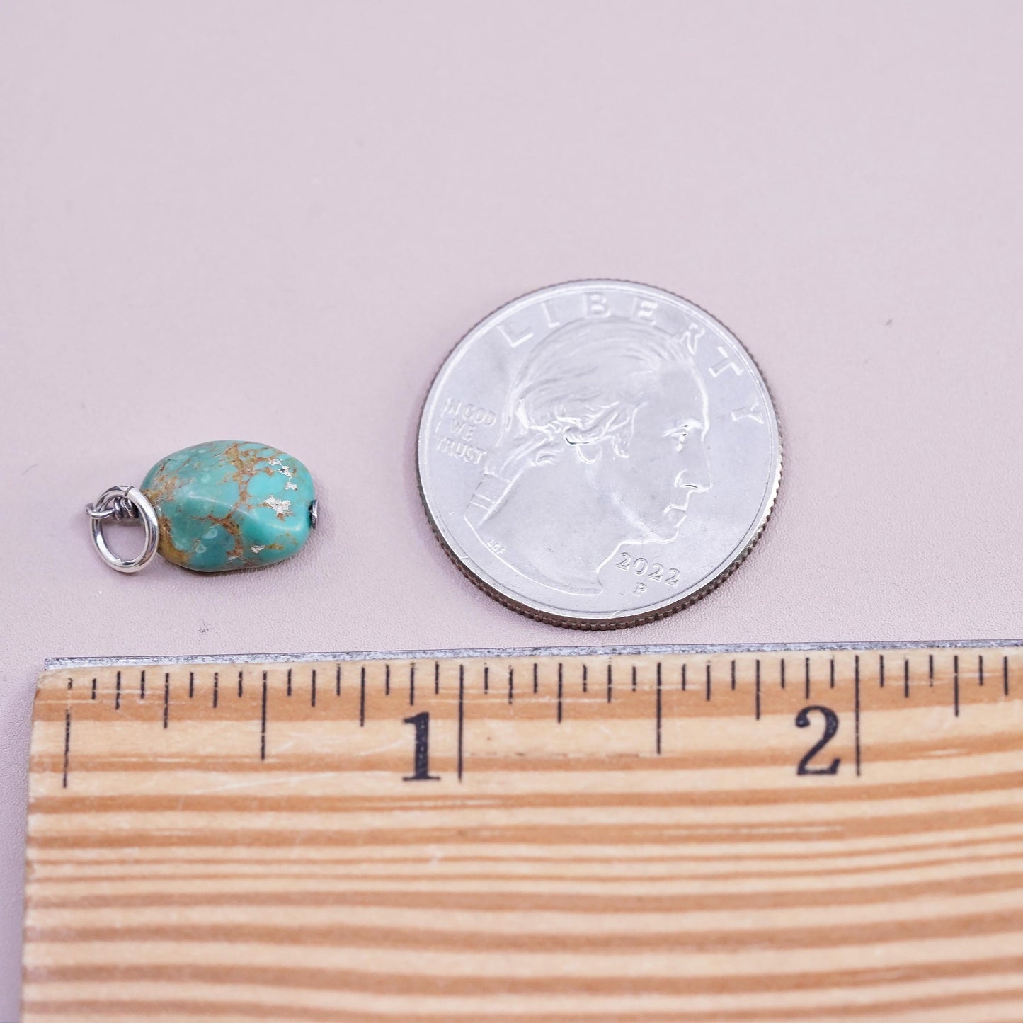Vintage Sterling silver handmade pendant, 925 turquoise charm