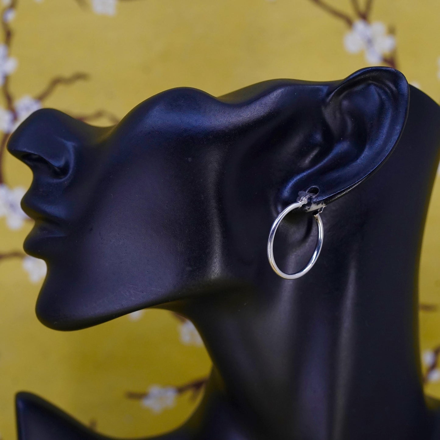 1”, Vintage Sterling silver handmade earrings, 925 silver hoops
