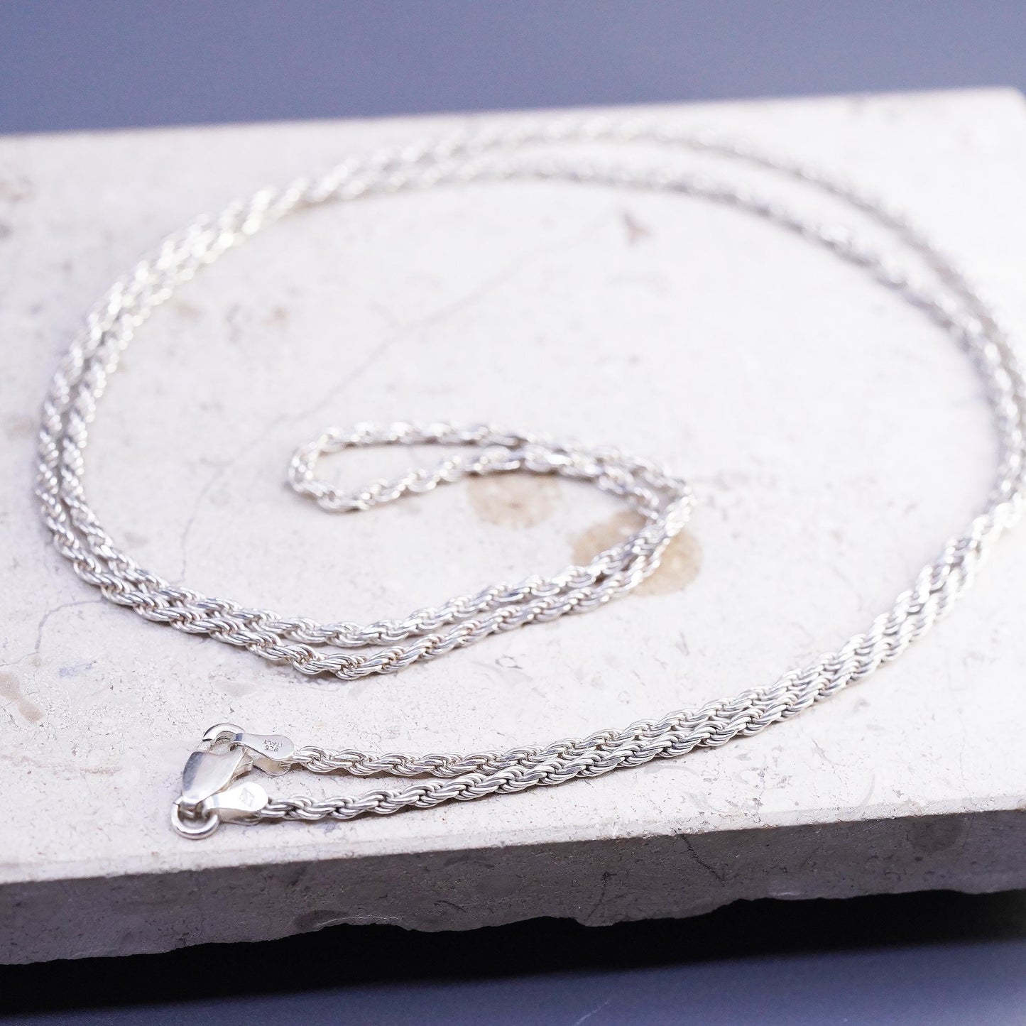 30”, 2mm, vintage Sterling silver handmade necklace, 925 rope chain