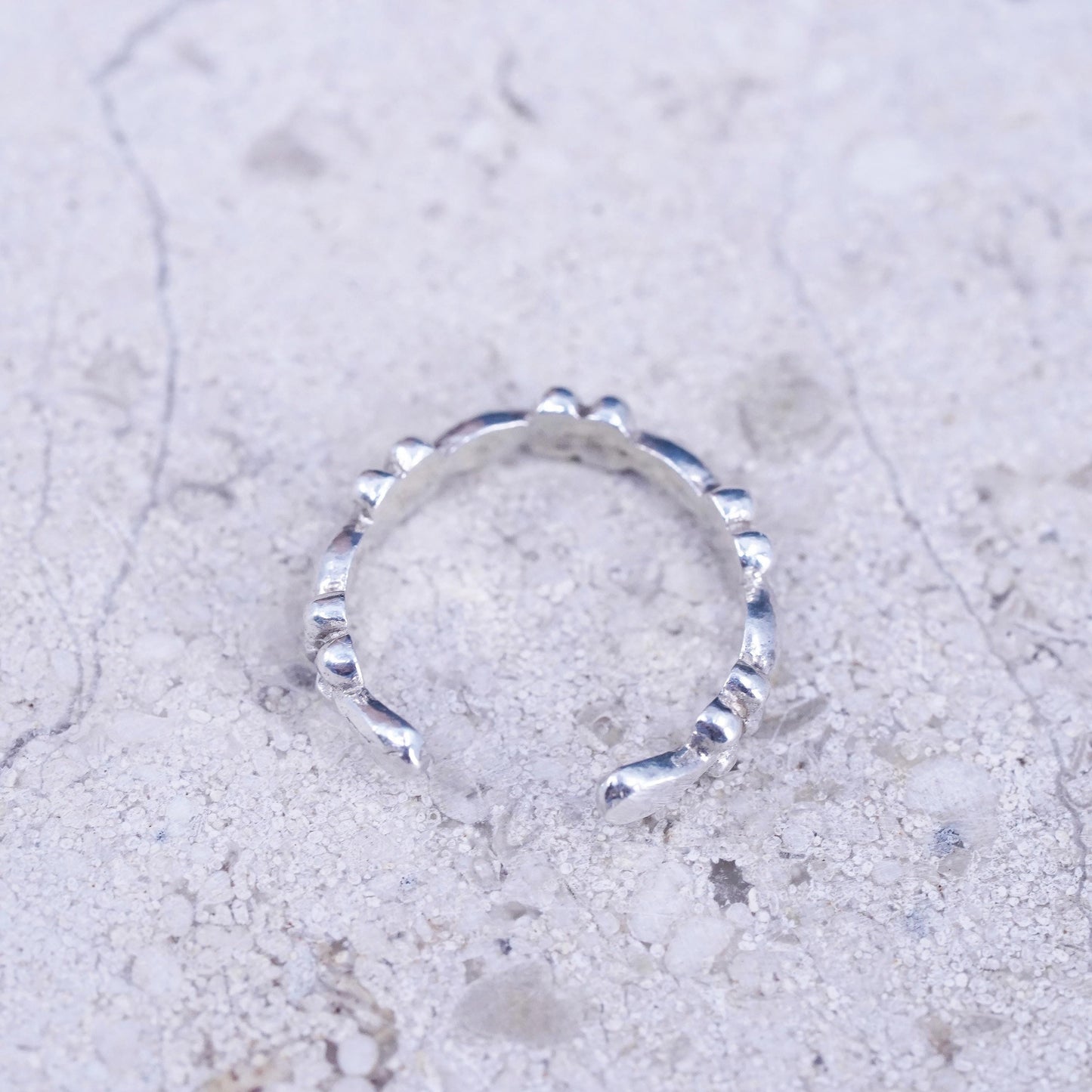 Size 1, vintage Sterling silver handmade ring, 925 flower band