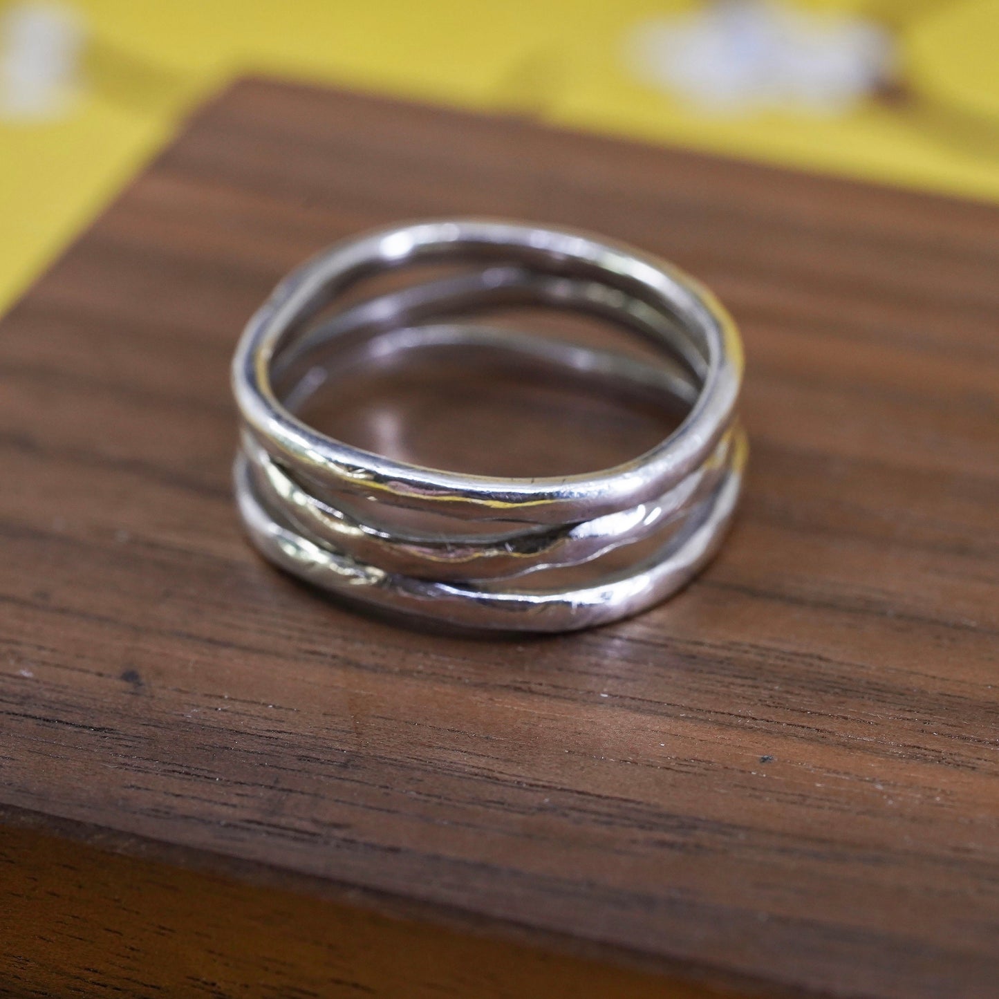 size 11.25, vintage Sterling silver handmade ring, 925 entwined band