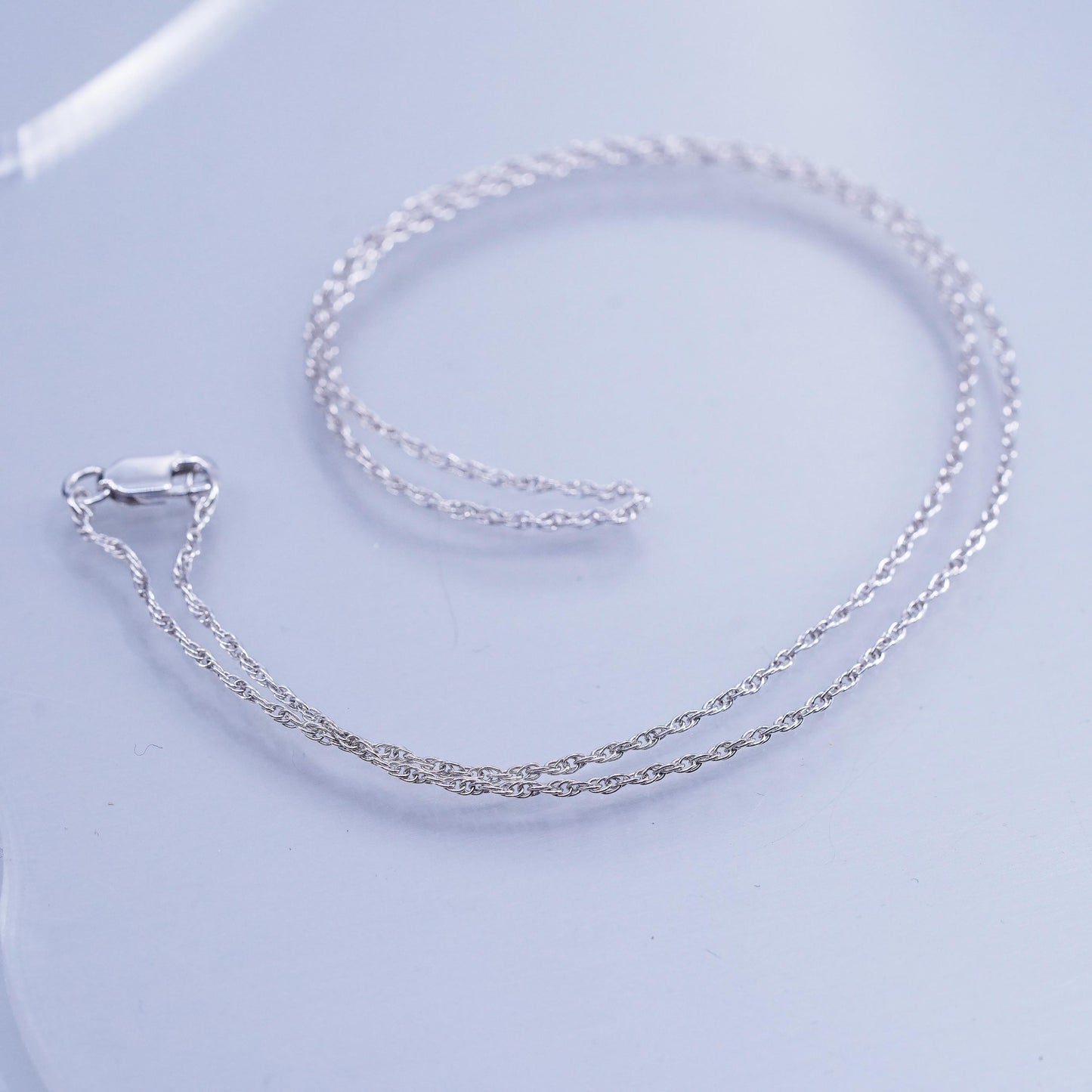 18” 2mm, vintage Italy Sterling 925 silver Singapore rope chain necklace