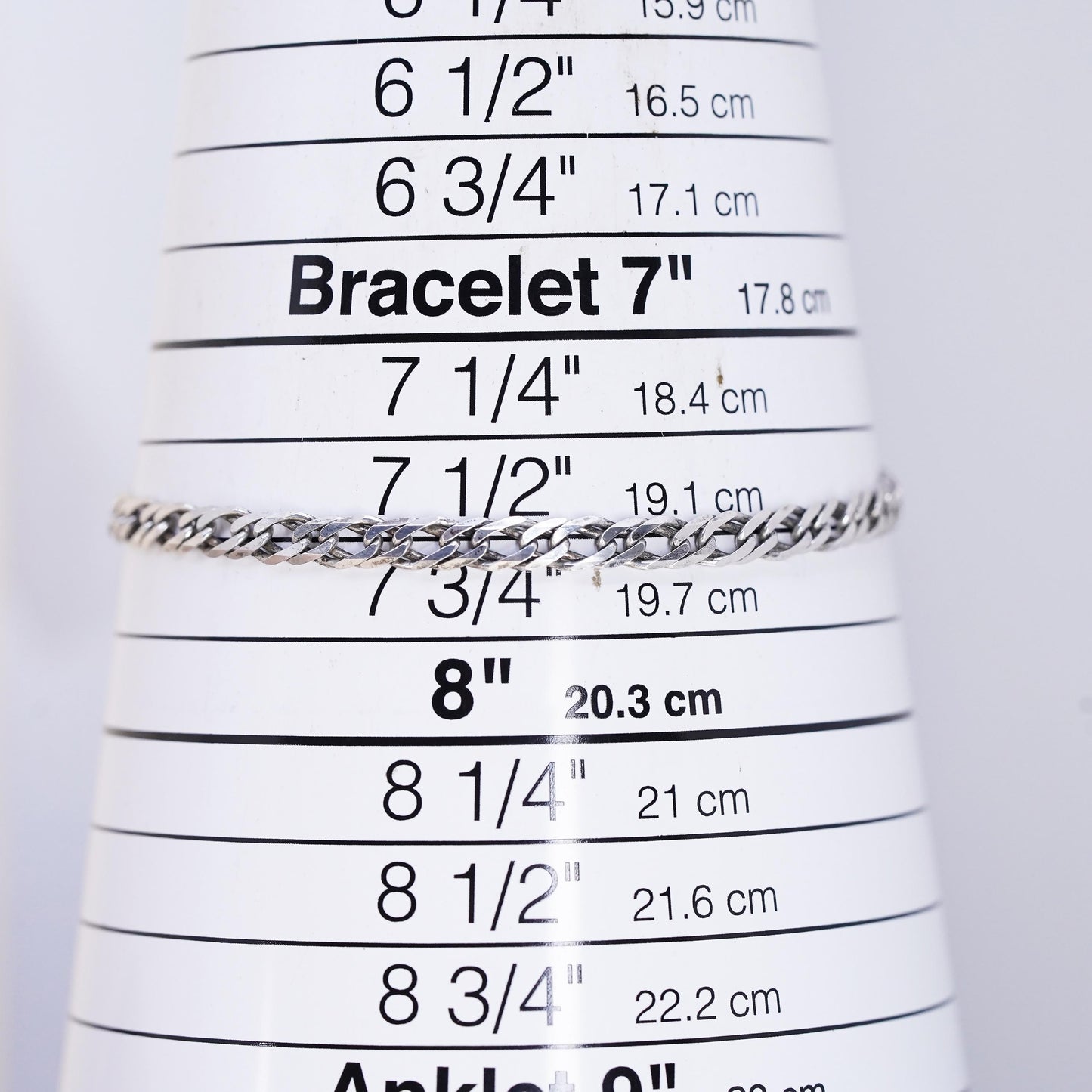 7.75”, 5mm, Vintage sterling 925 silver handmade curb bracelet