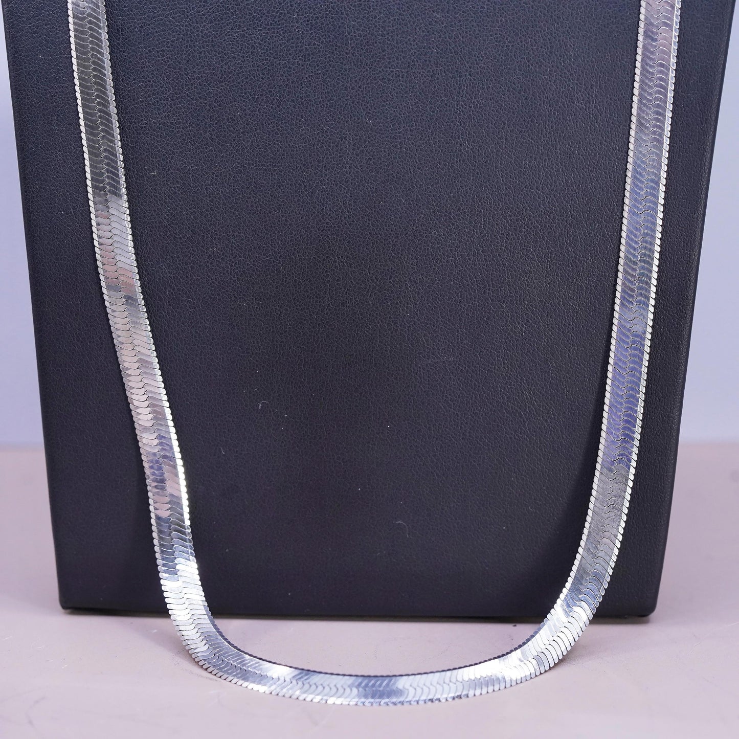 30" , vintage Italian PRex Sterling silver necklace, bold 925 herringbone chain